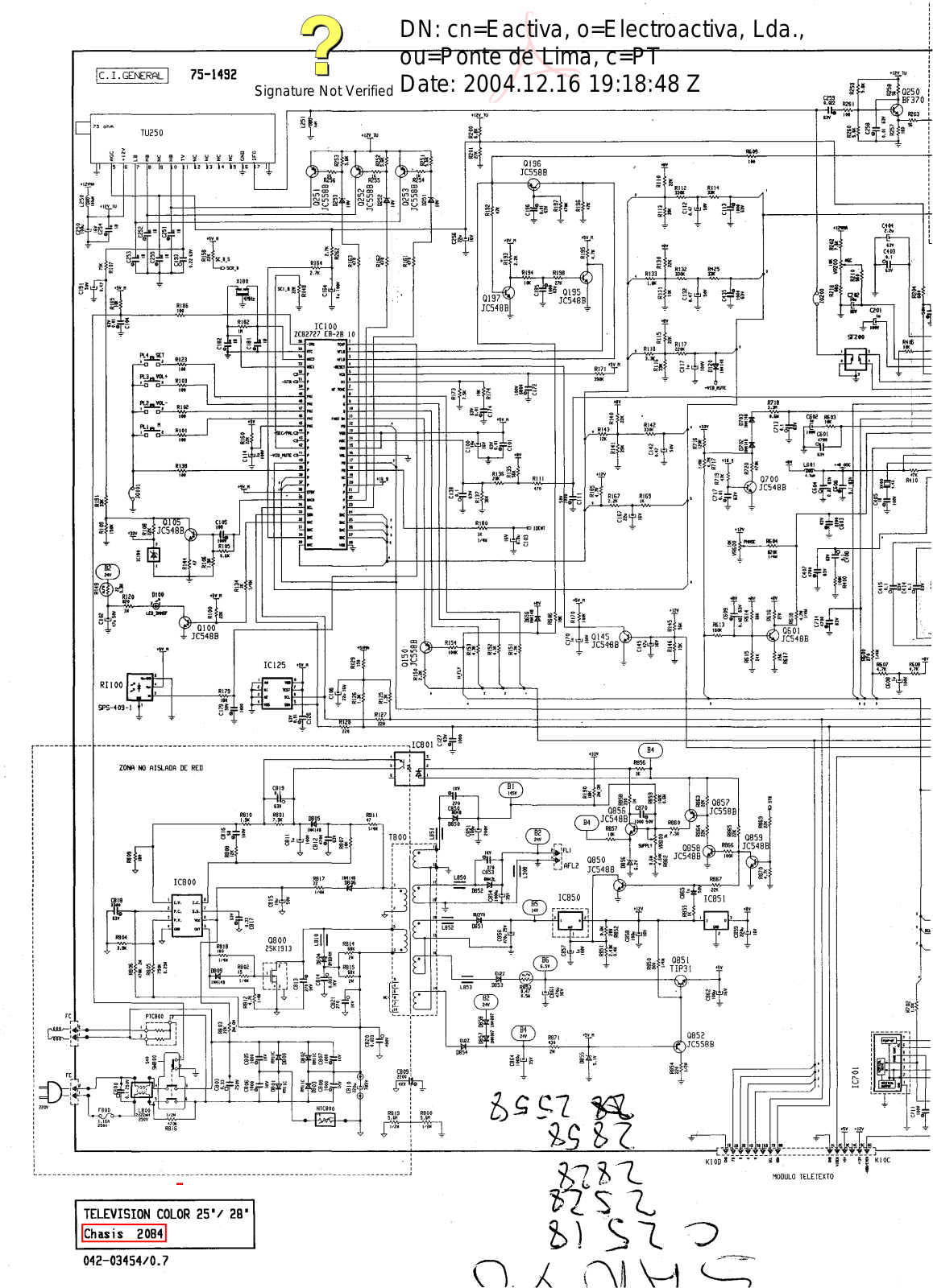 Sanyo C2858, 2084 Schematic