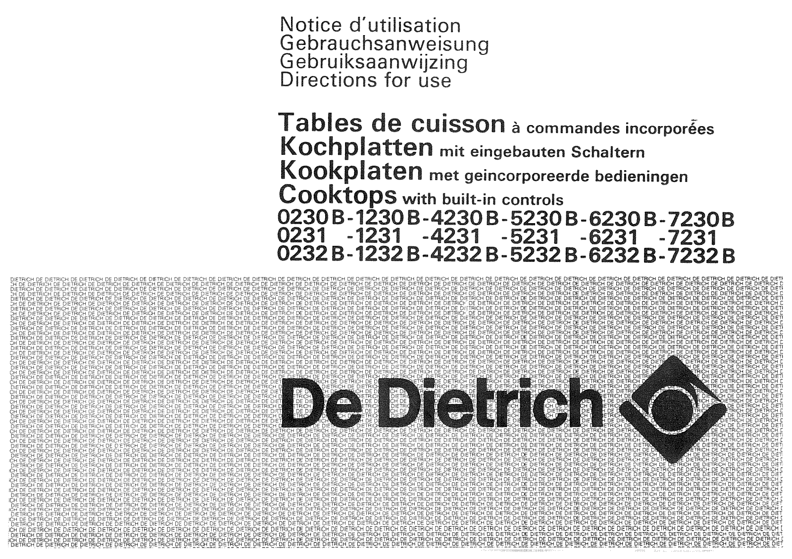 De dietrich 5232B, 4231, 232B, 6232B, 7232B User Manual