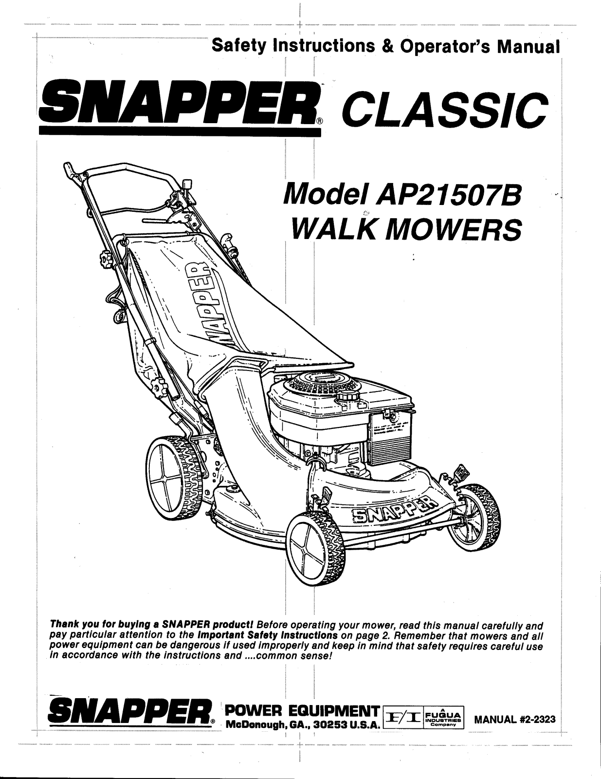 Snapper AP21507B User Manual