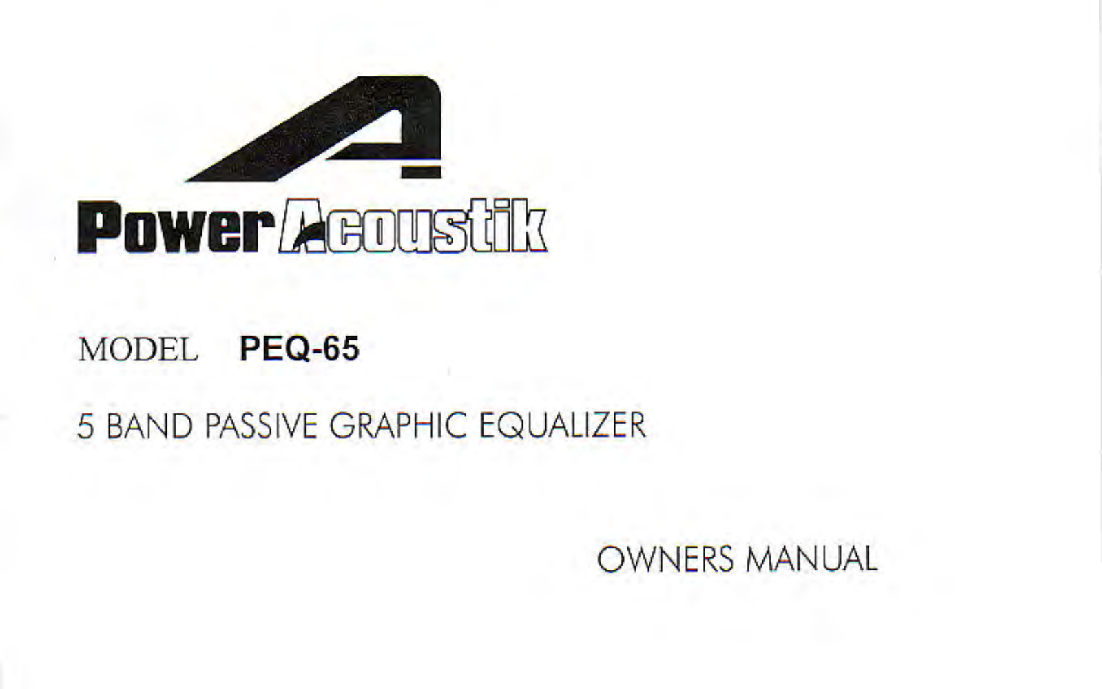 Power Acoustik PEQ-65 Owners Manual