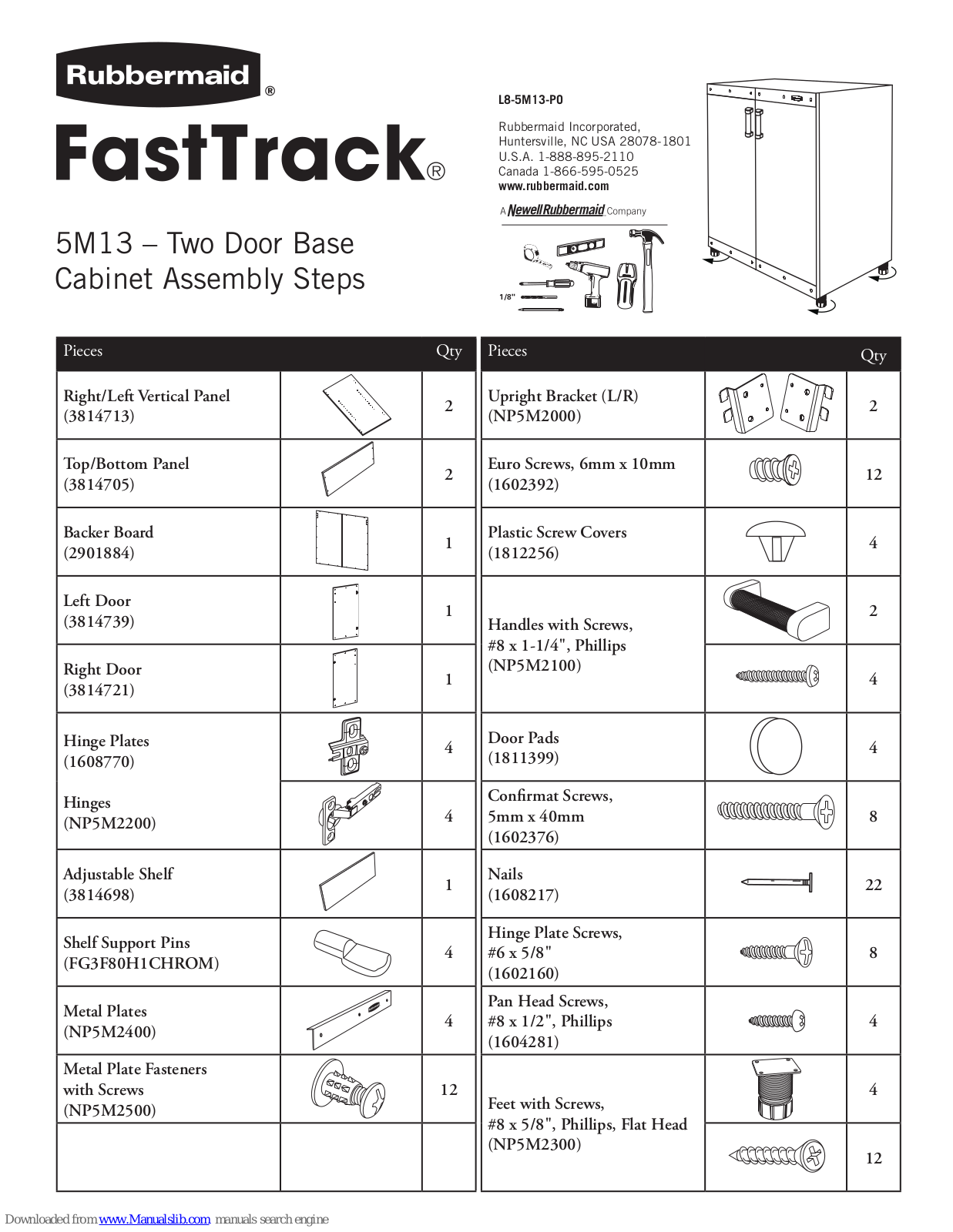 Rubbermaid FastTrack 5M13 Assembly Instructions Manual