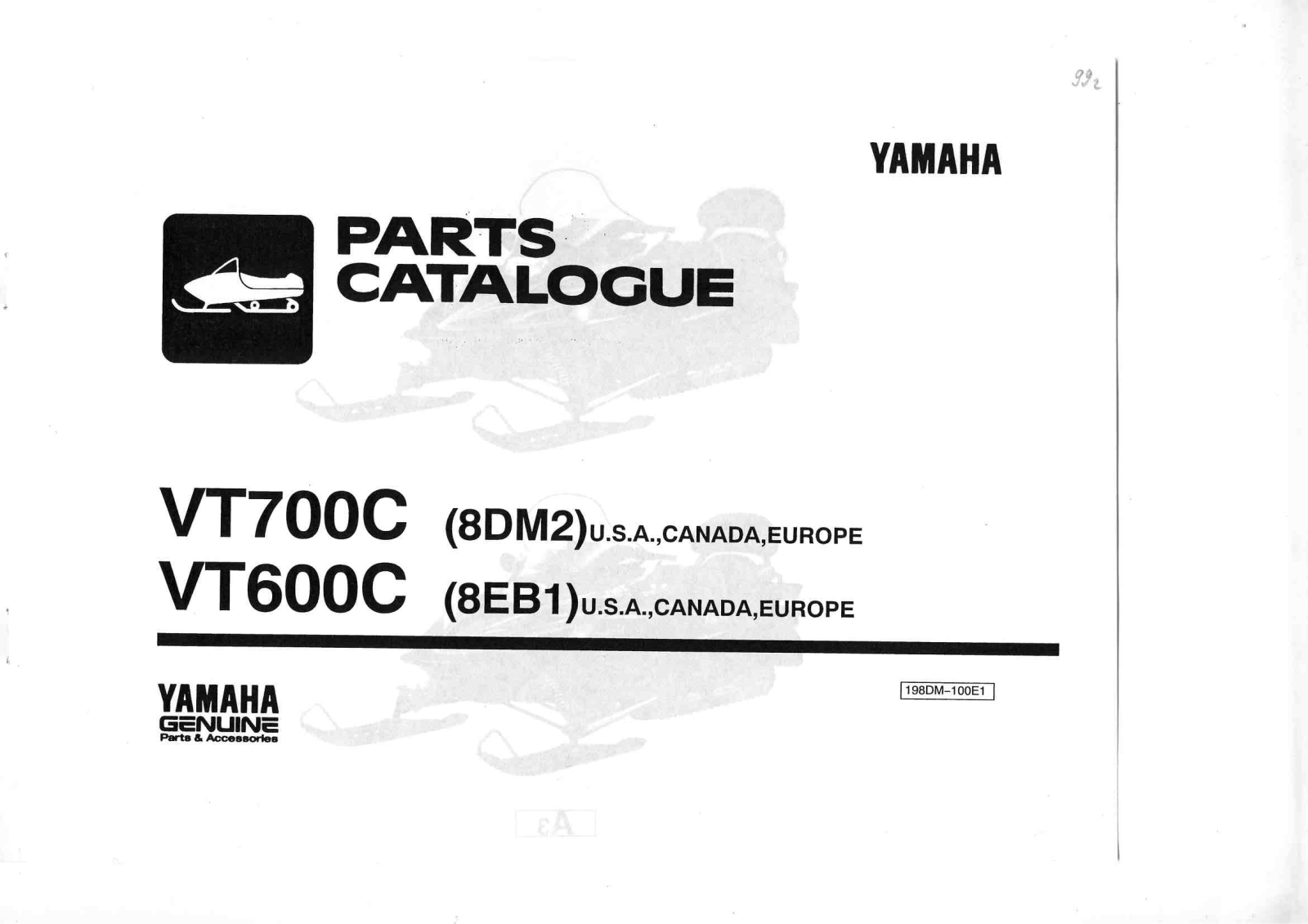 YAMAHA VT700C, VT600C PARTS CATALOGUE 99