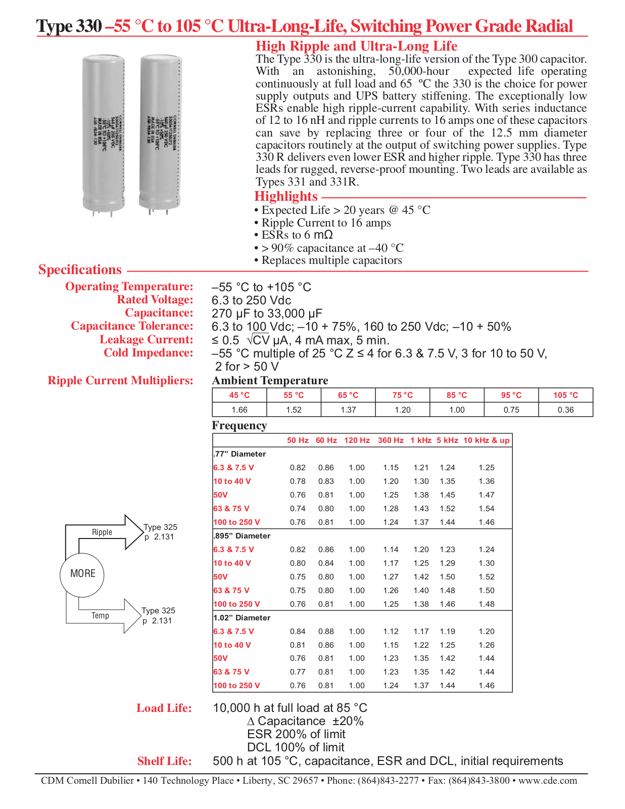 Cornell-Dubilier 330 Catalog Page