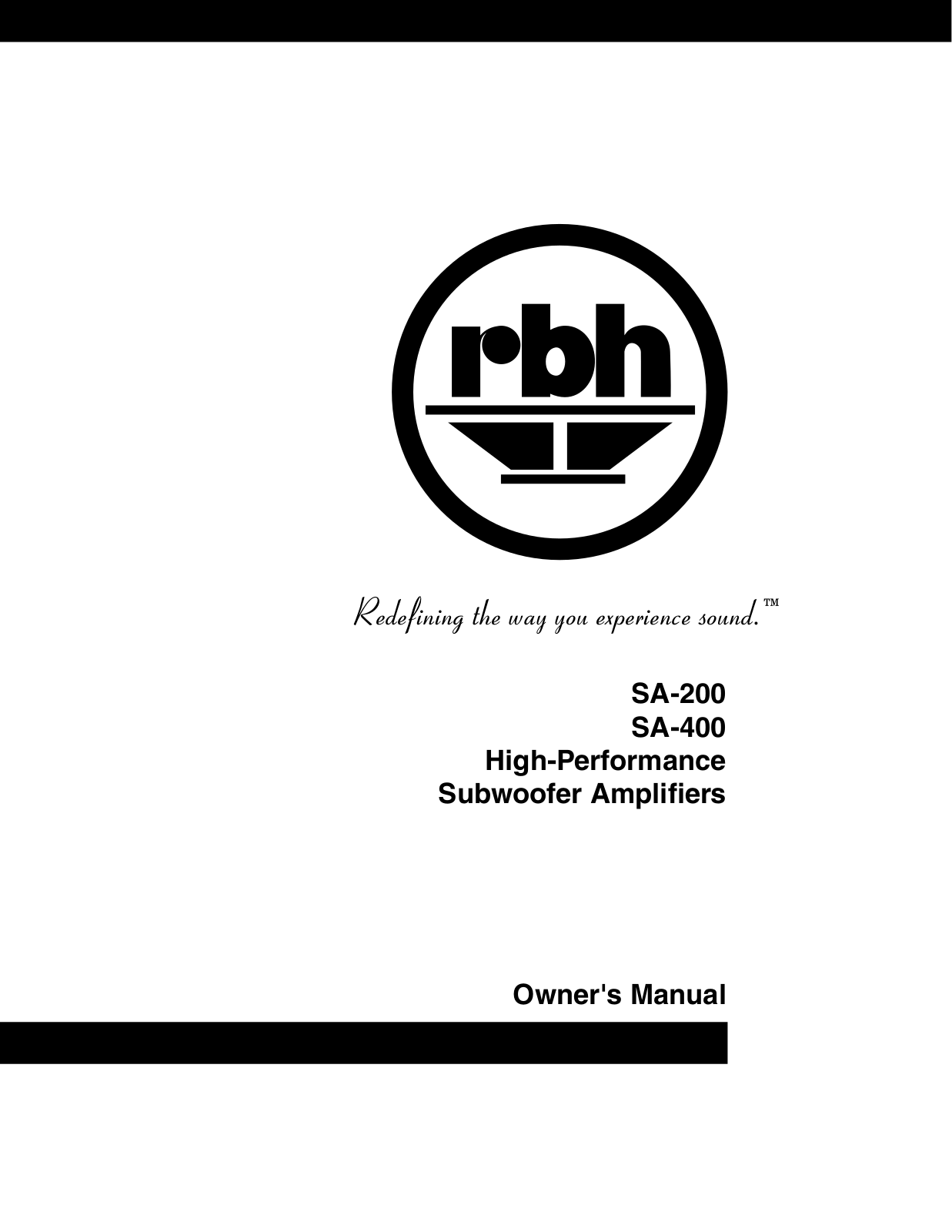 RBH Sound SA-400, SA-200 User Manual