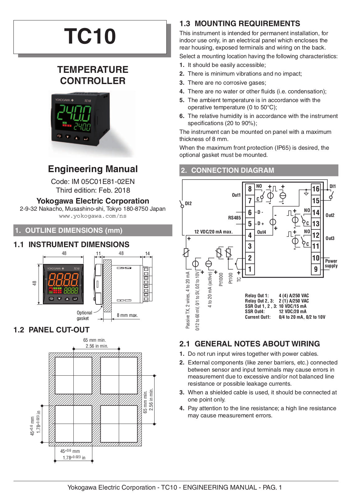 Yokogawa TC10 Operating Manual