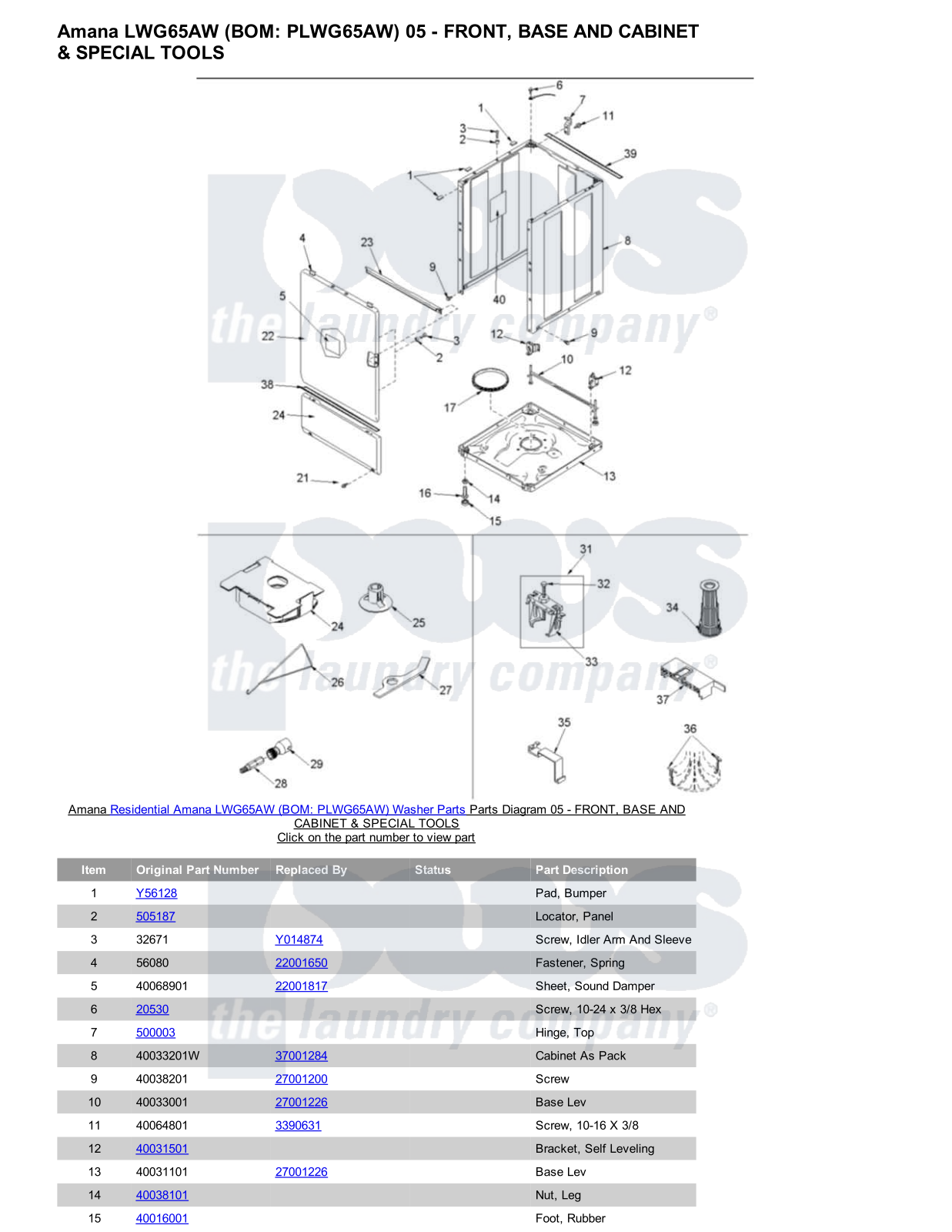 Amana LWG65AW Parts Diagram