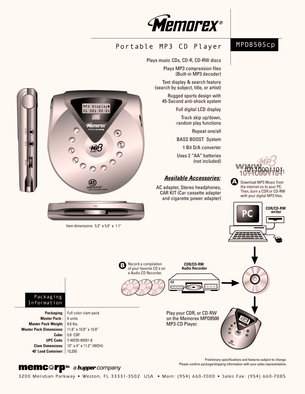 Memorex MPD8505CP user Manual