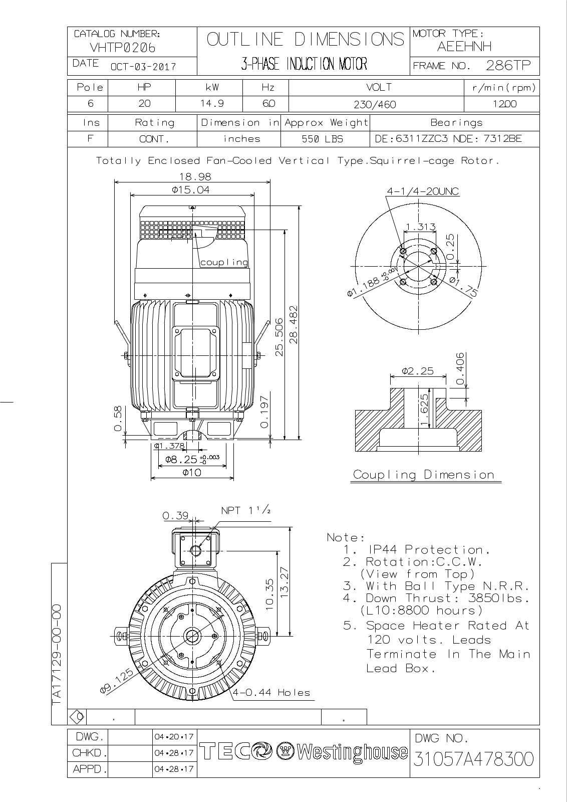 Teco VHTP0206 Reference Drawing