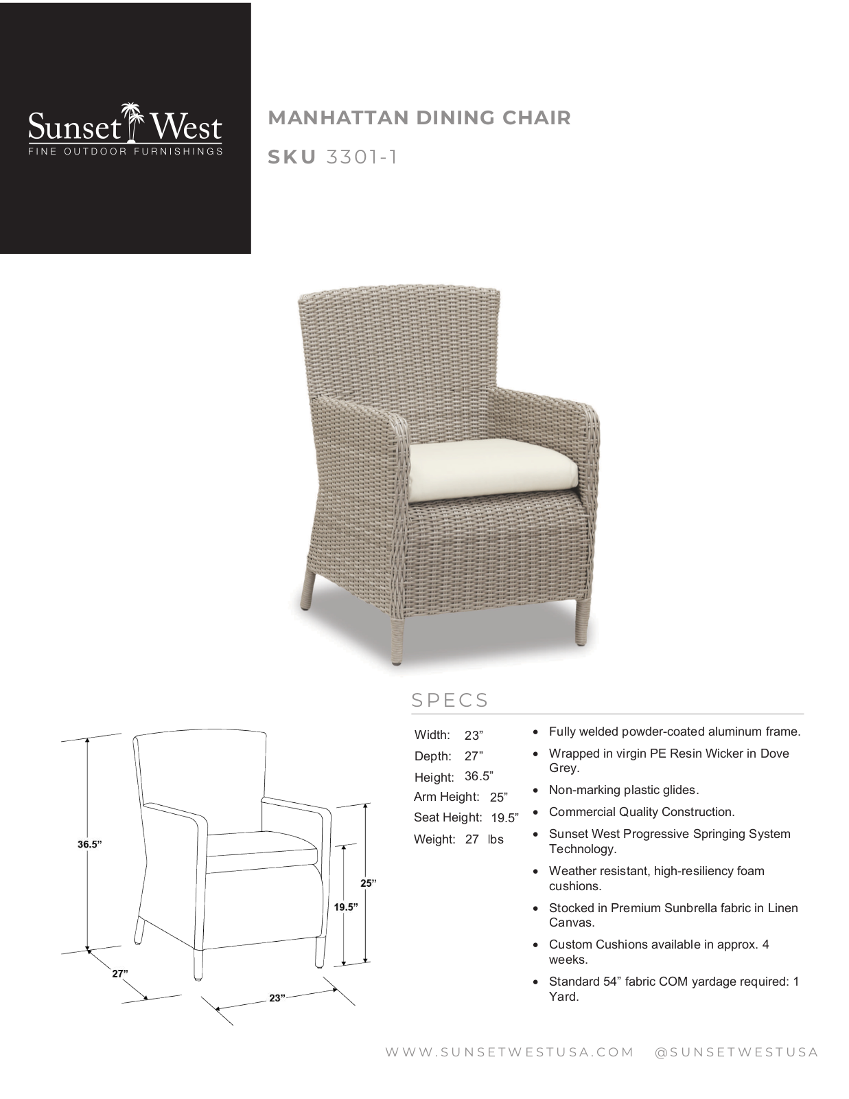 Sunset West XSW1517 Specifications - ManualMachine.com