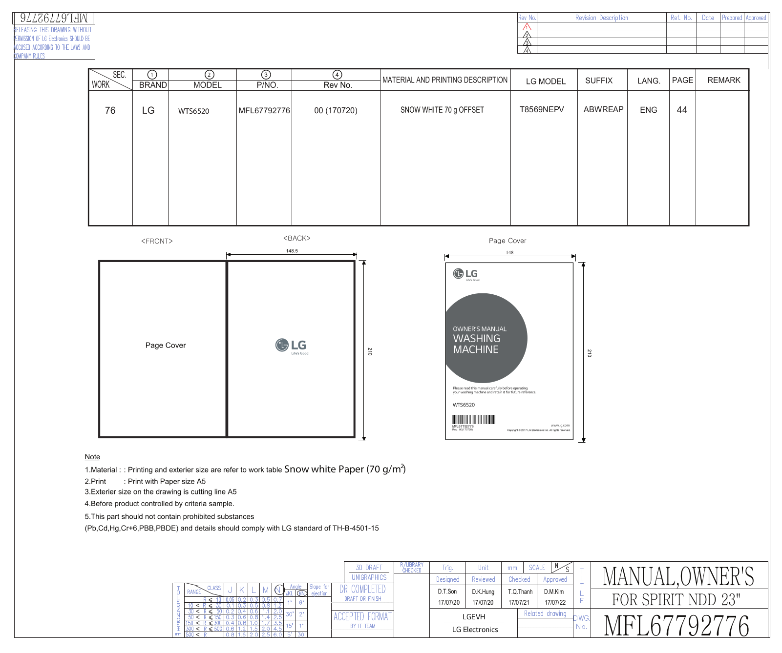 LG WTS6520 User Manual