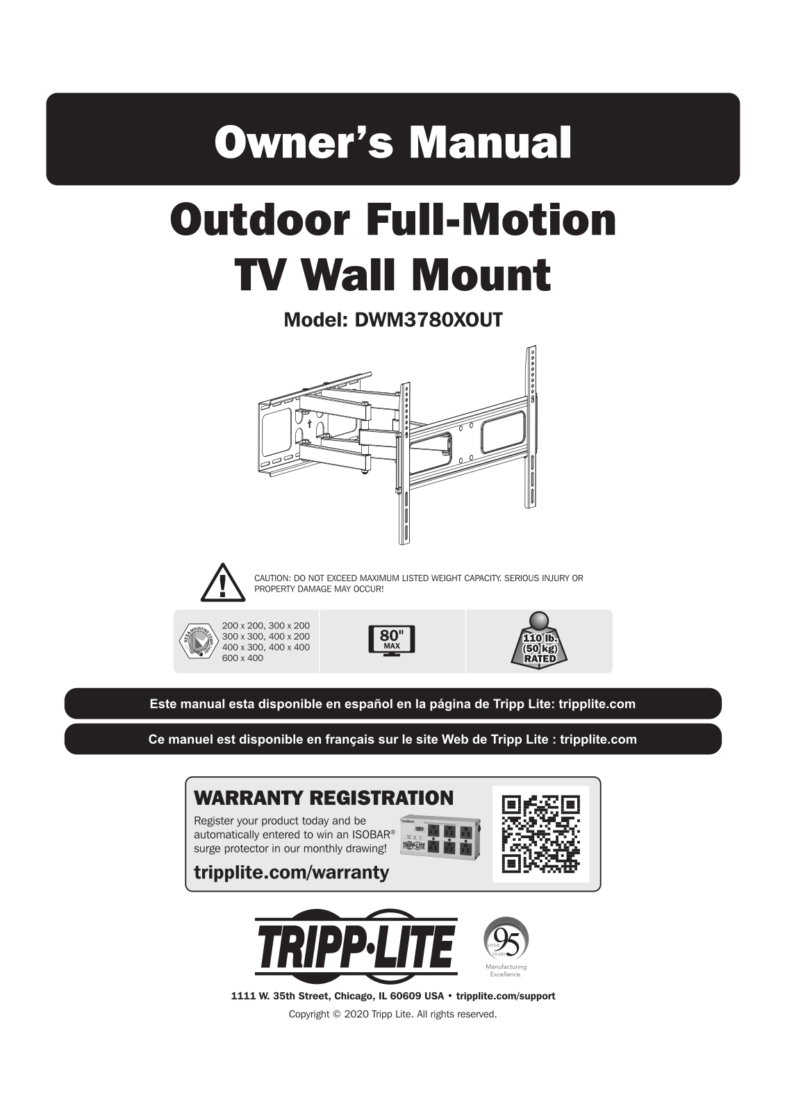 Tripp Lite DWM3780XOUT Users guide