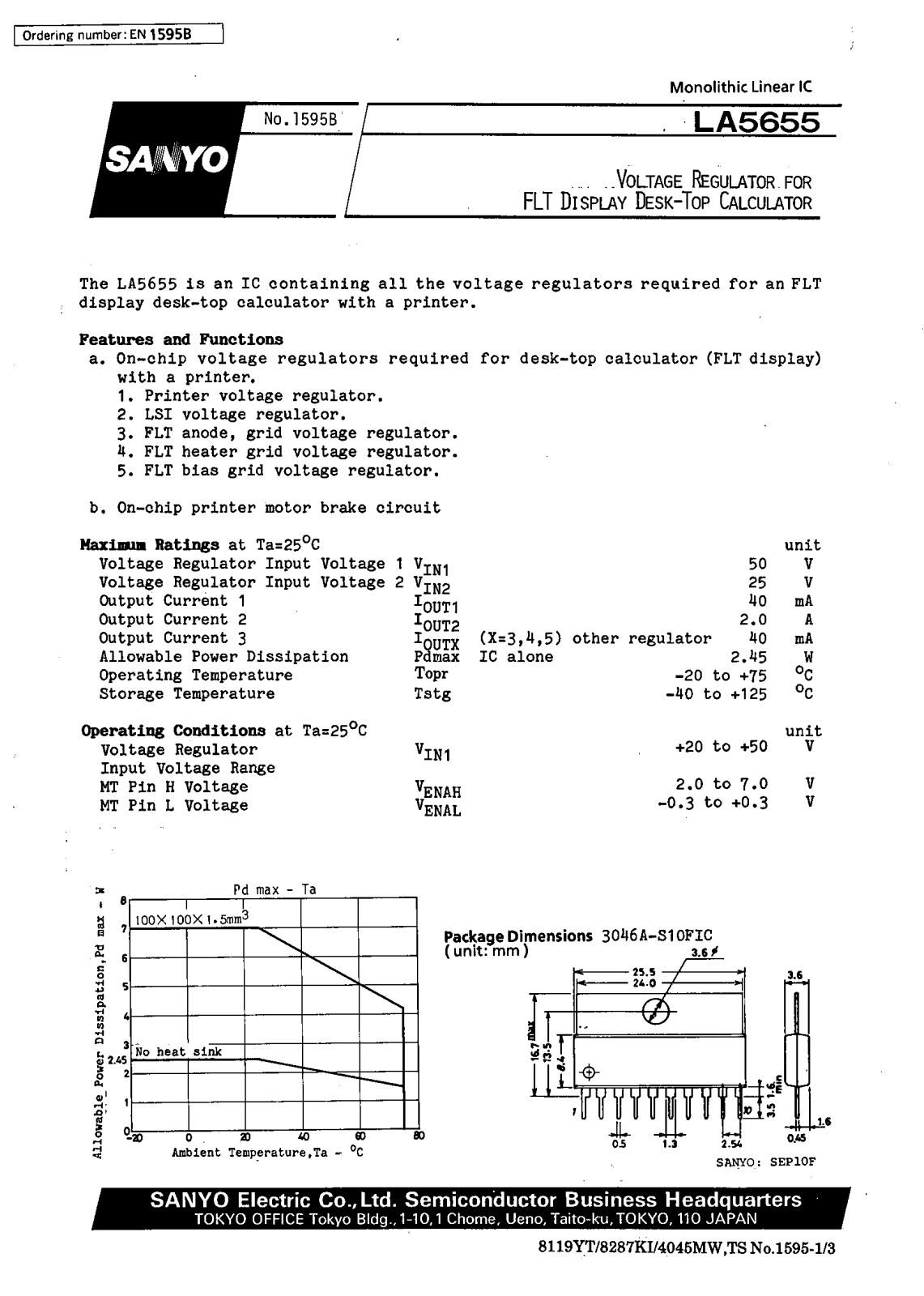 SANYO LA5655 Datasheet