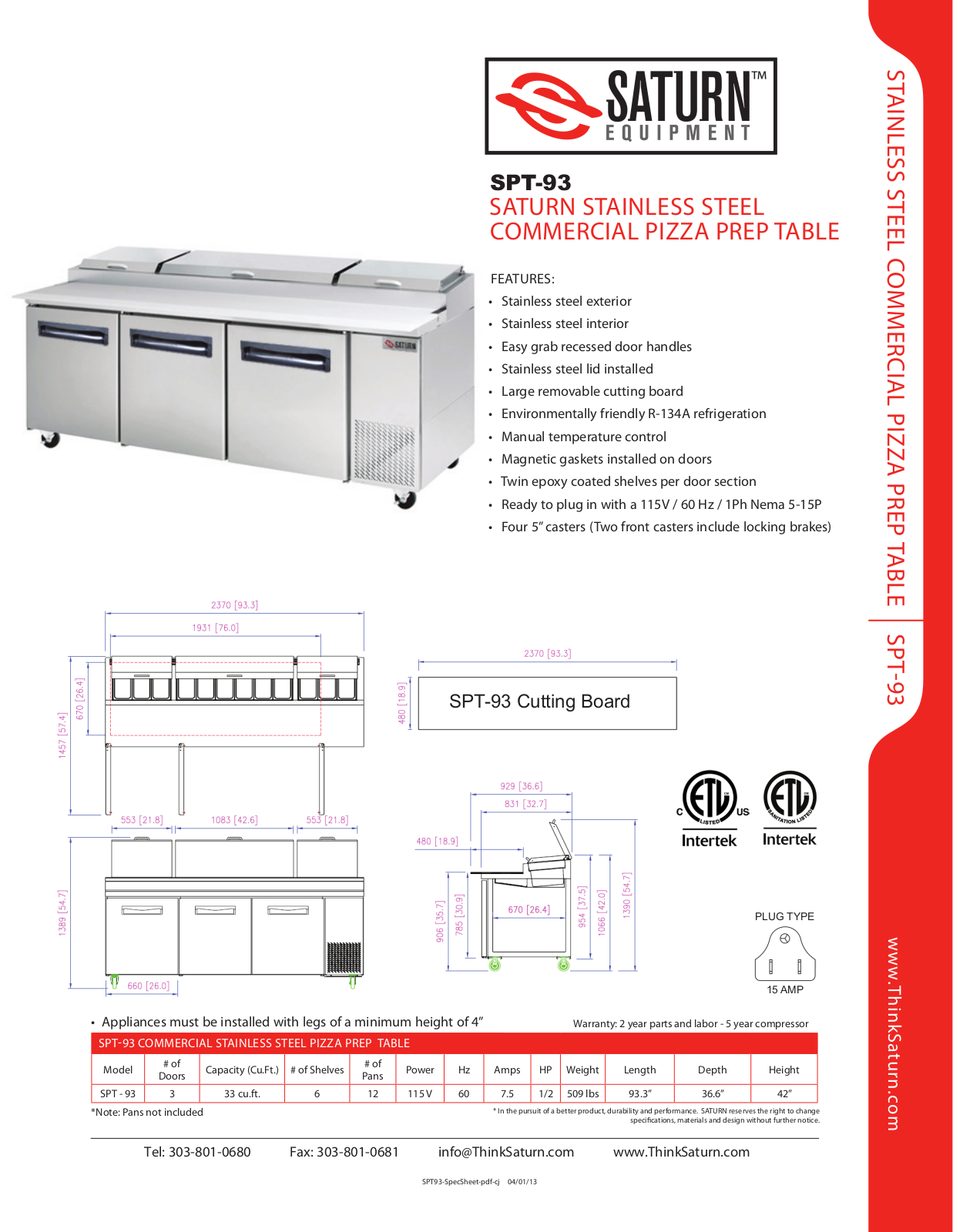 Saturn Equipment SPT-93 User Manual