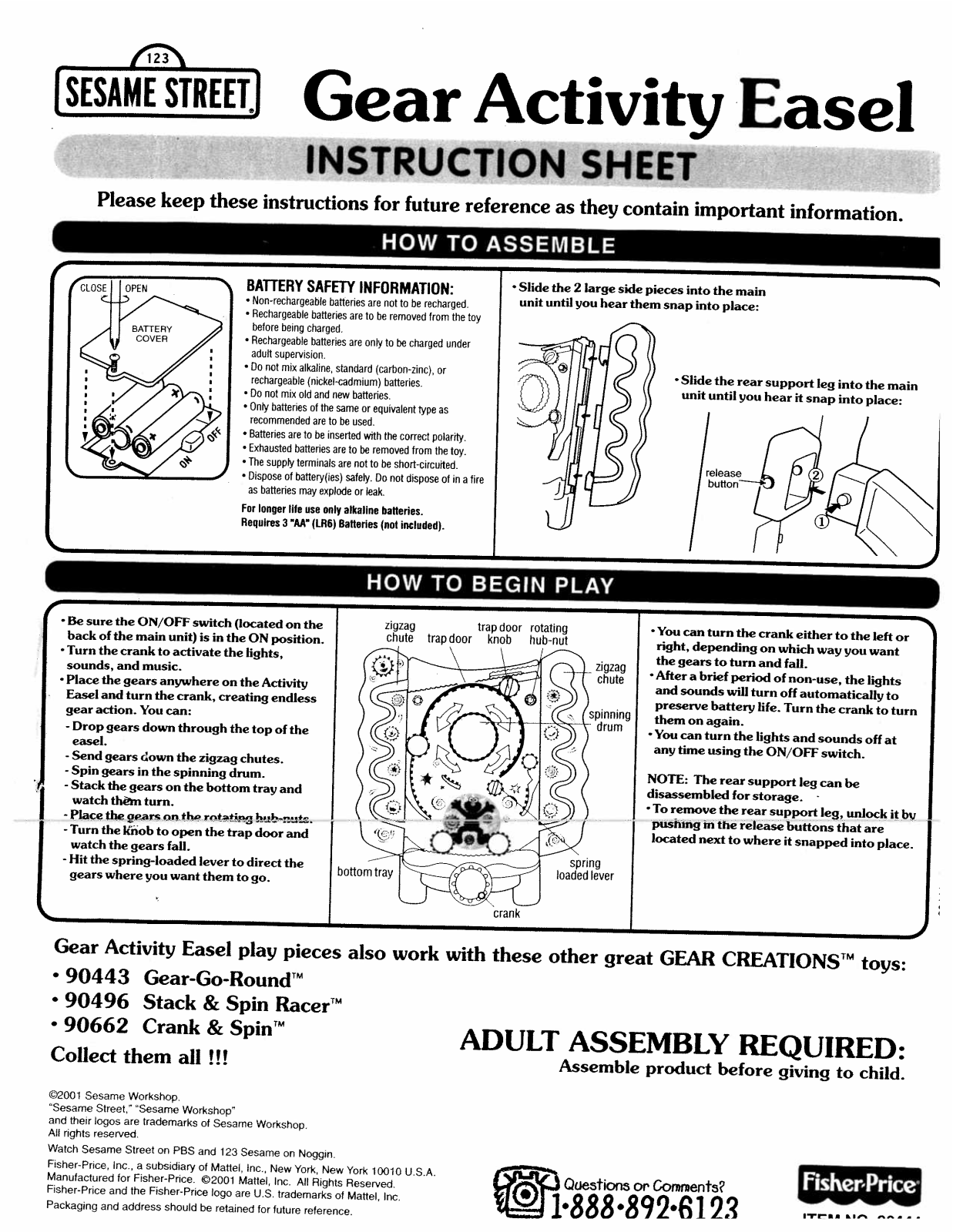 Fisher-Price 90444 Instruction Sheet