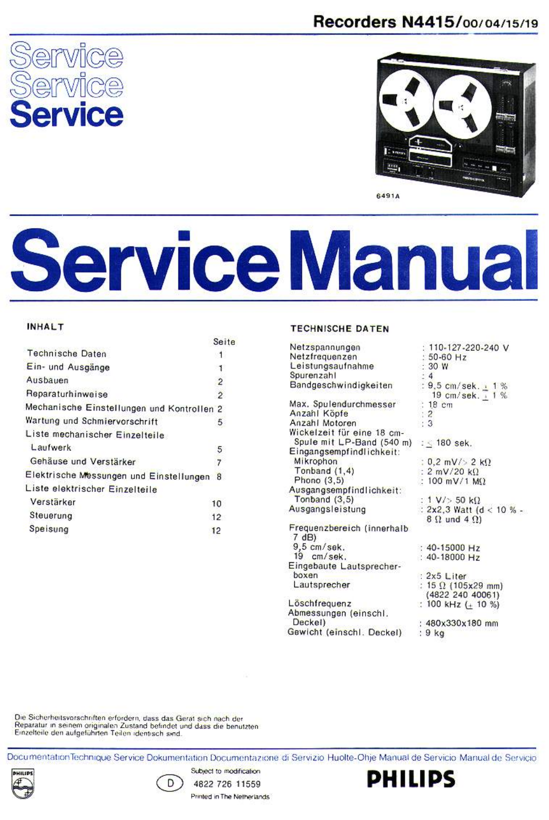Philips N-4415 Service Manual