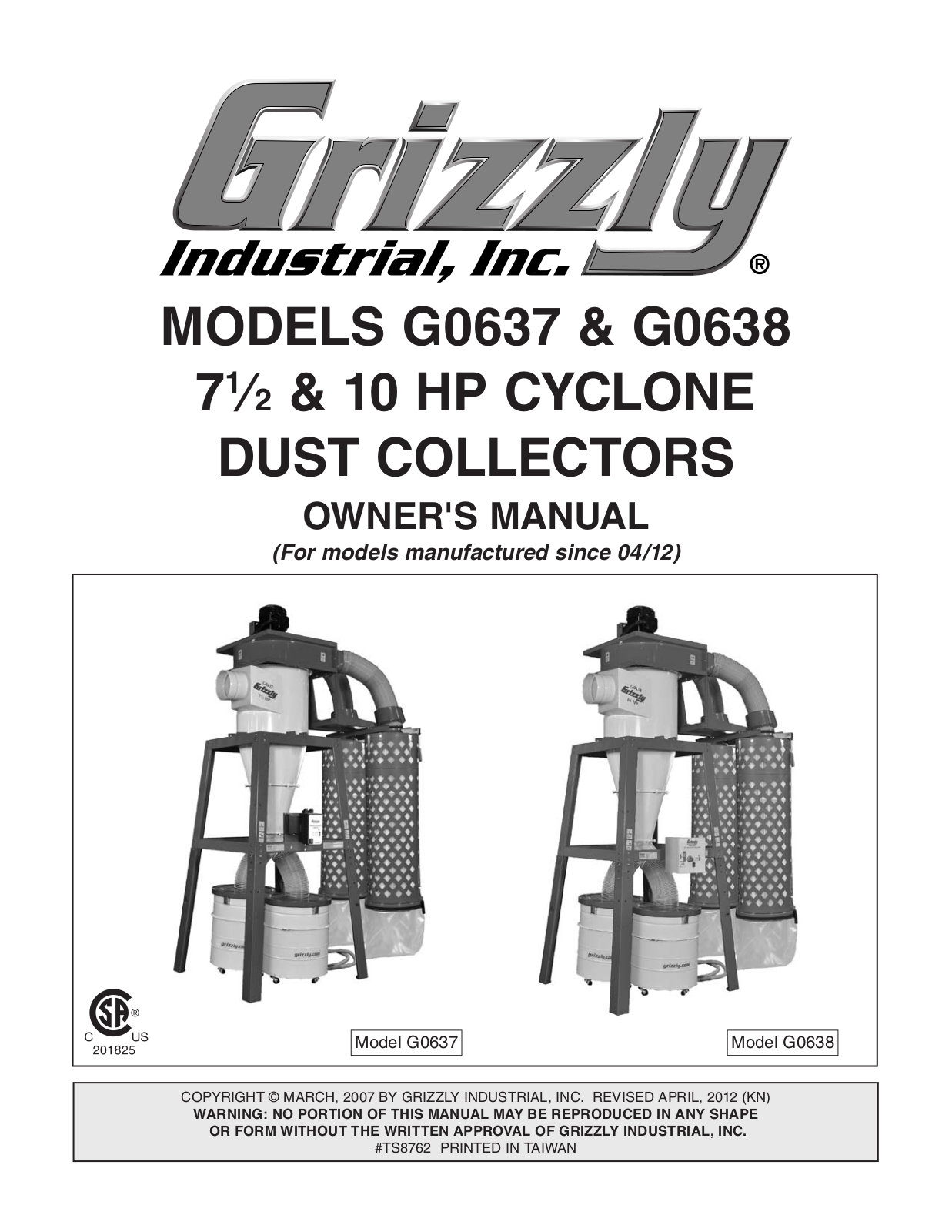 Grizzly G0637 User Manual 2