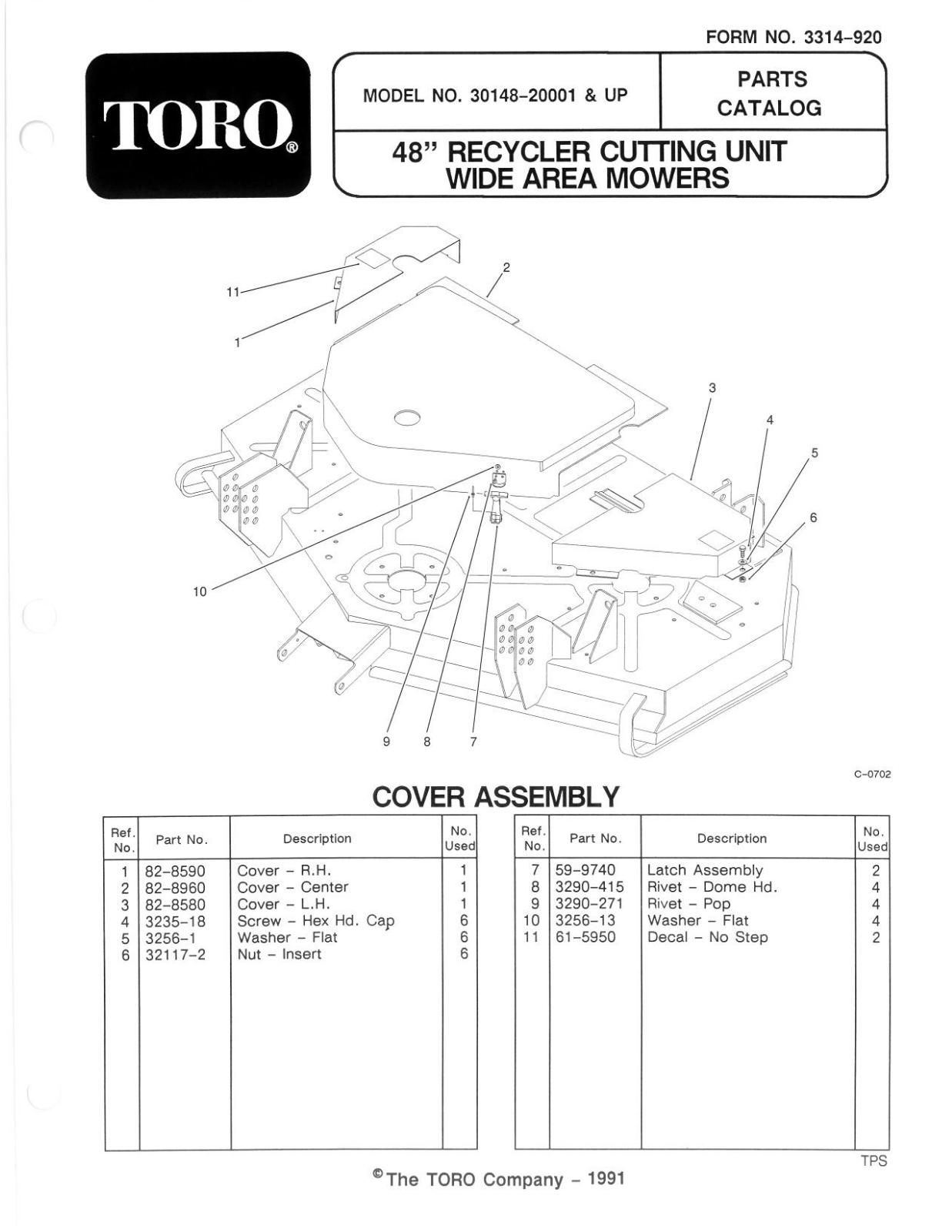 Toro 30148 Parts Catalogue