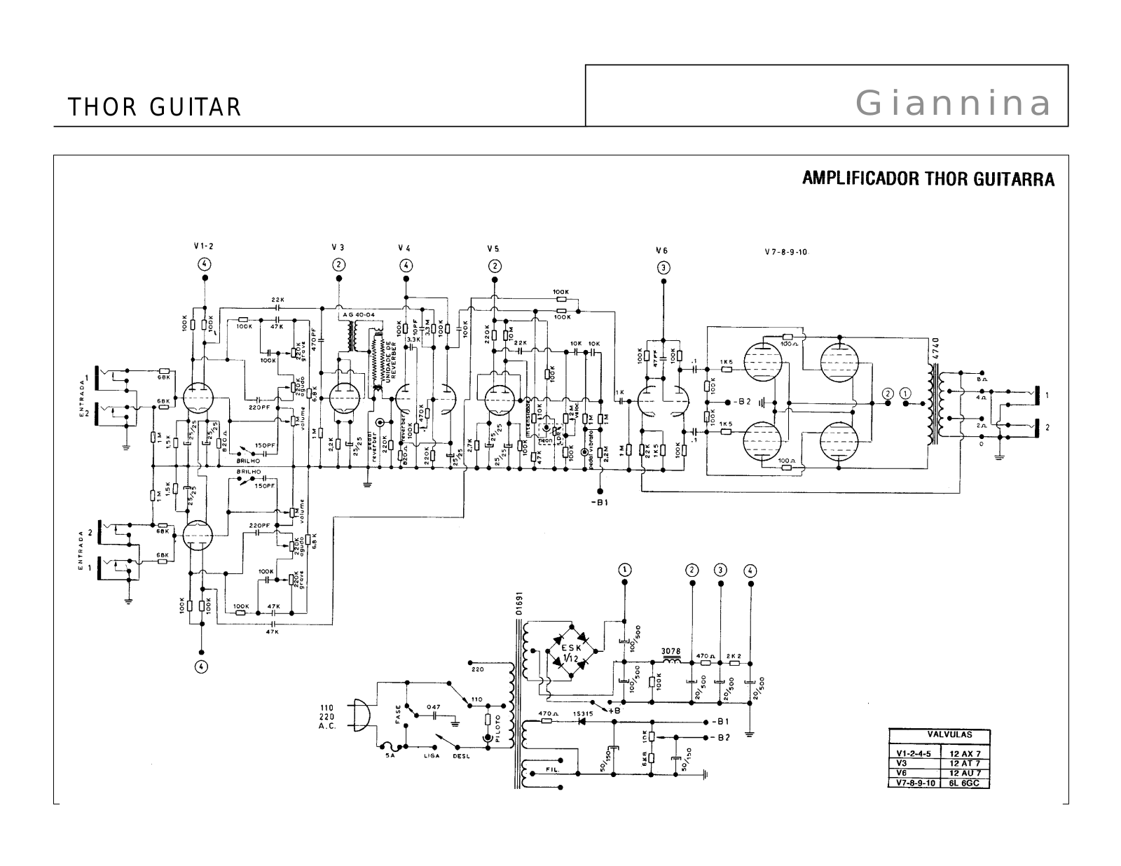 Giannini Thor Guitar Schematic