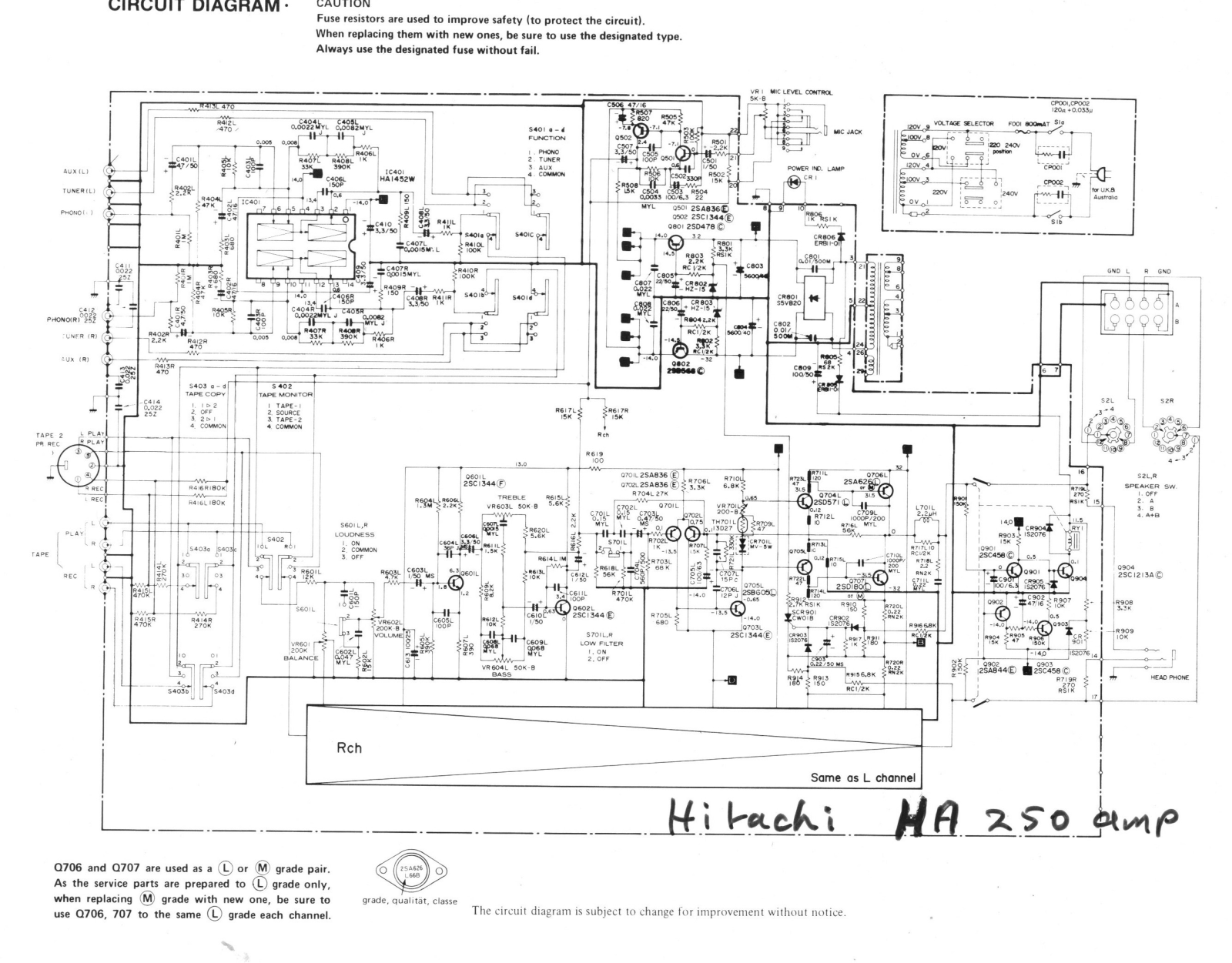 Hitachi HA-250 Schematic