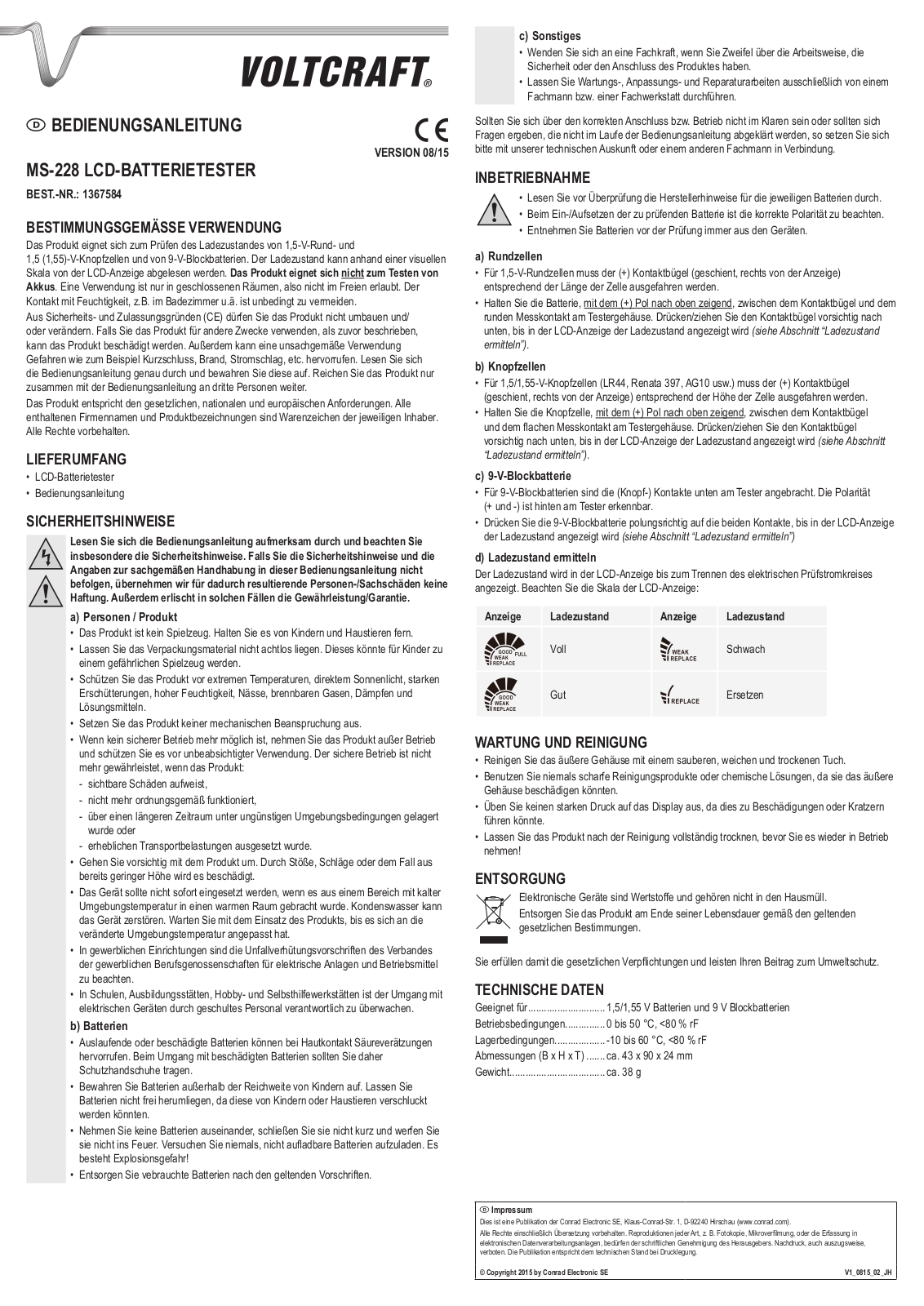 VOLTCRAFT MS228 User guide