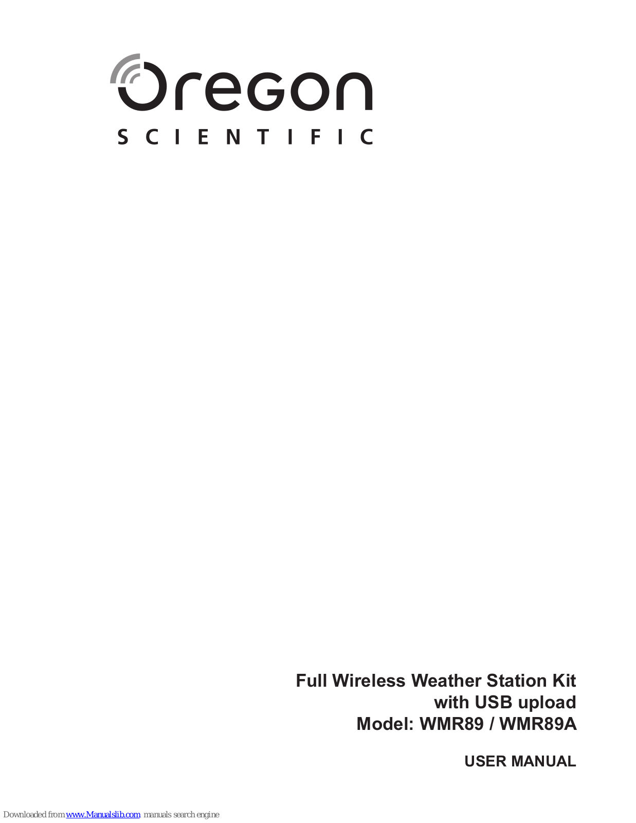 Oregon Scientific WMR89A User Manual