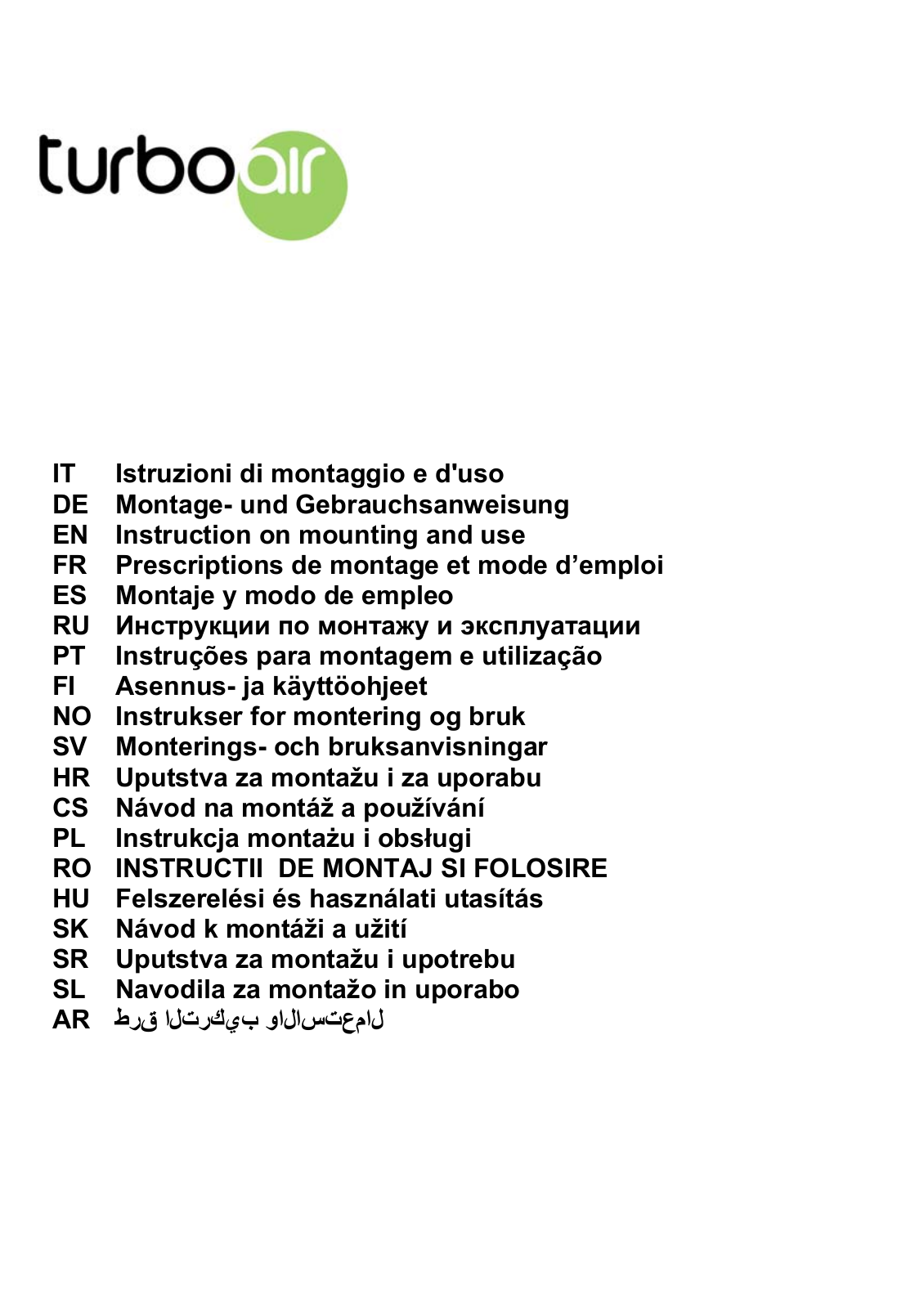 Turboair Diva User Manual