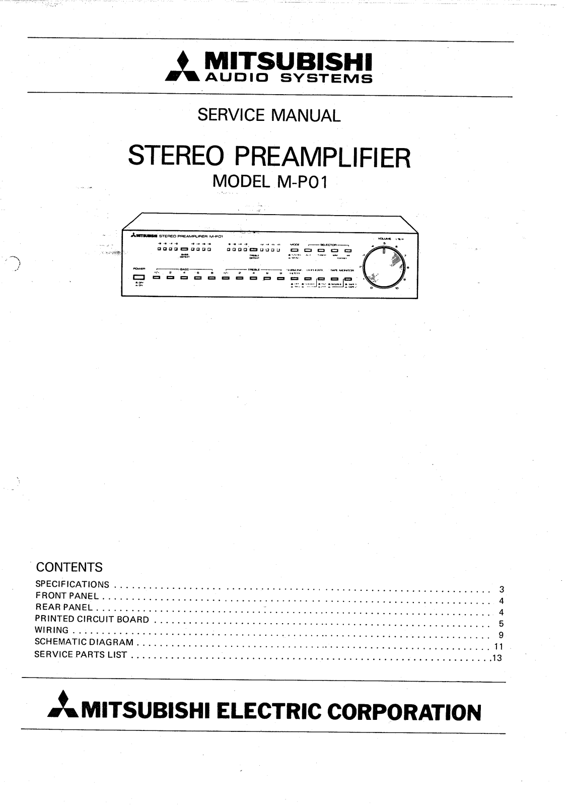 Mitsubishi MP-01 Service Manual