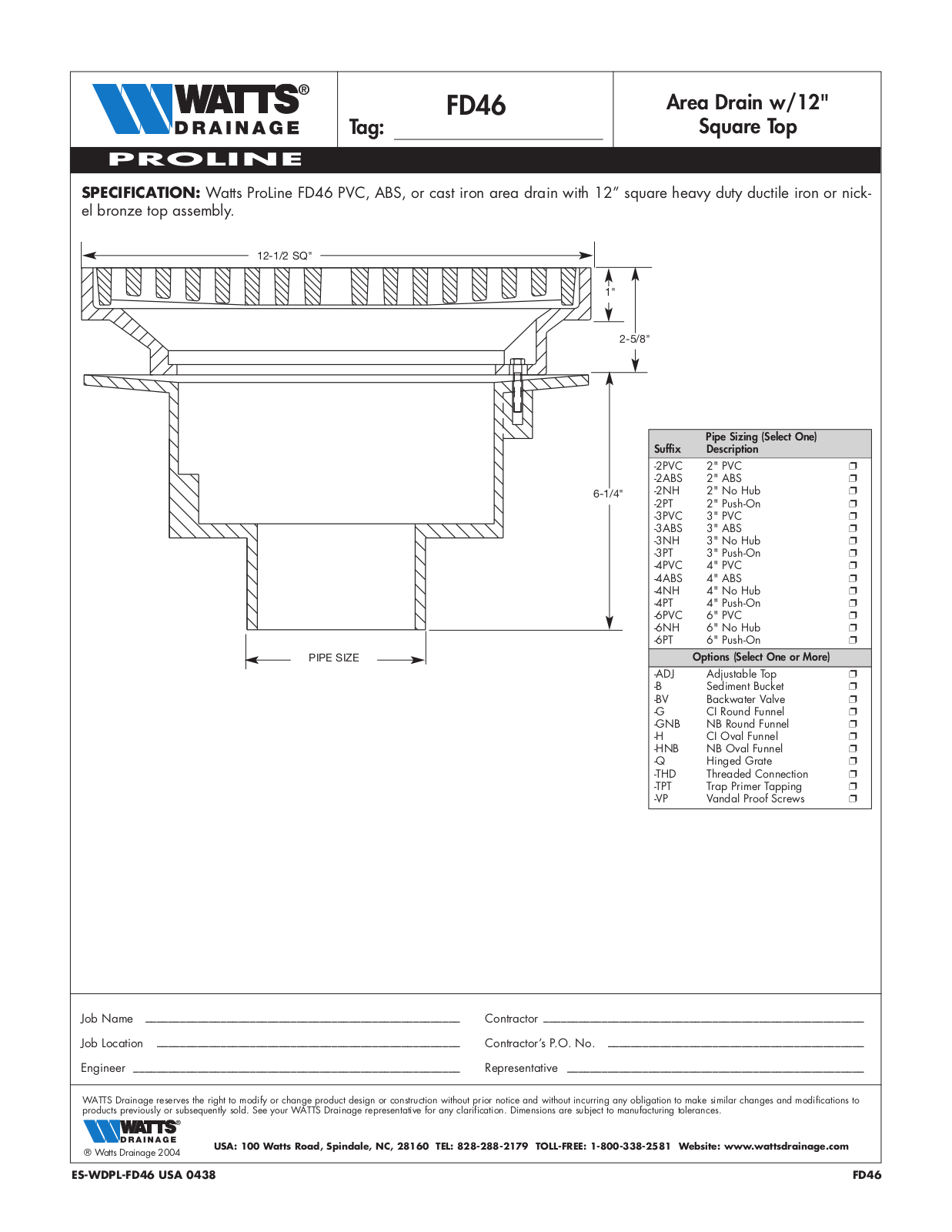 Watts FD46 User Manual