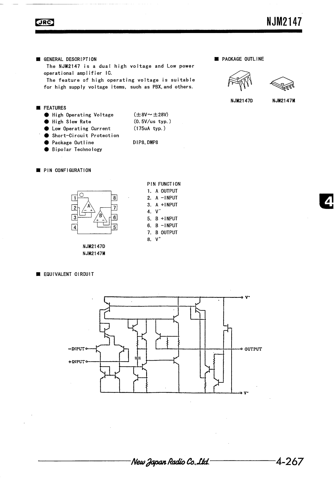 JRC NJM2147M, NJM2147D Datasheet