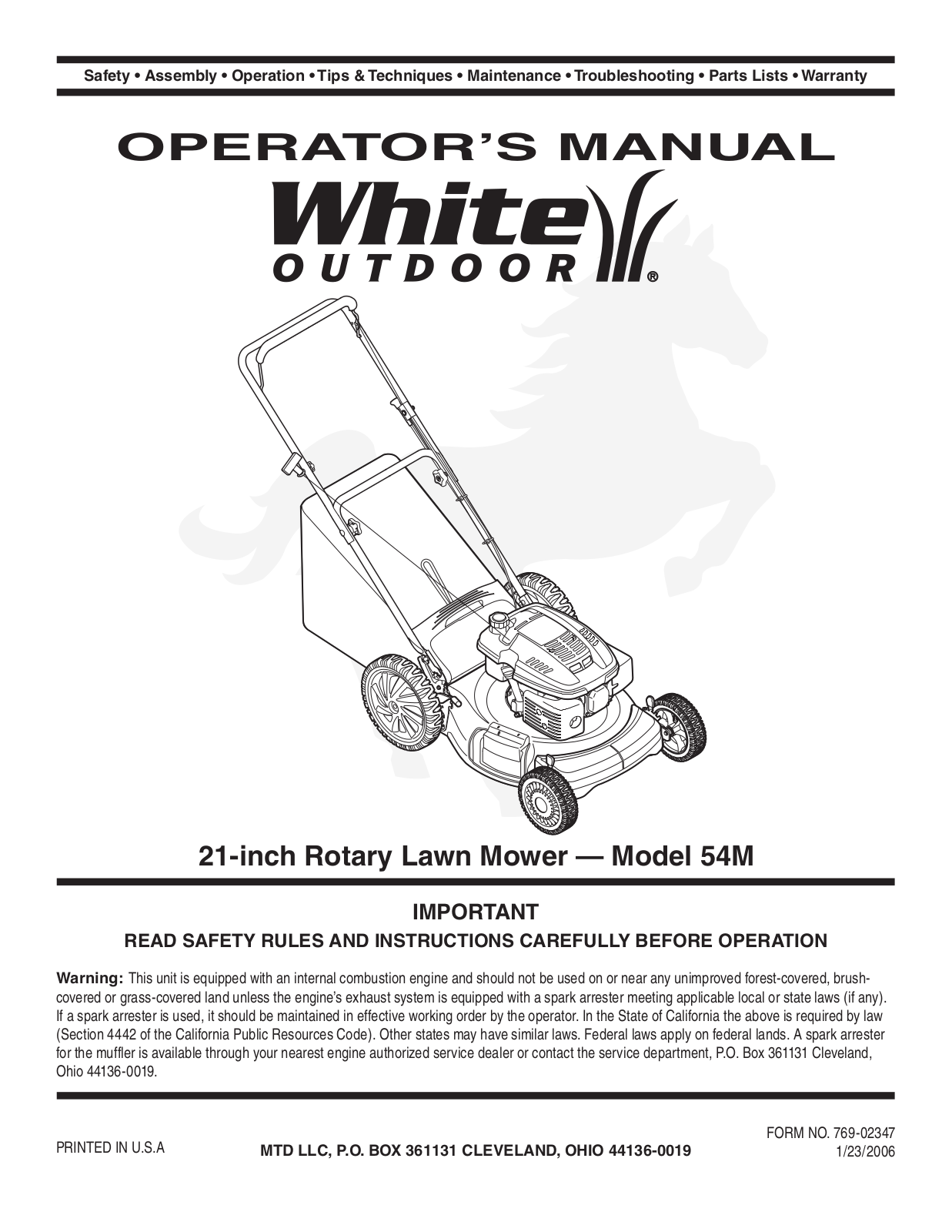 White Outdoor 54M User Manual