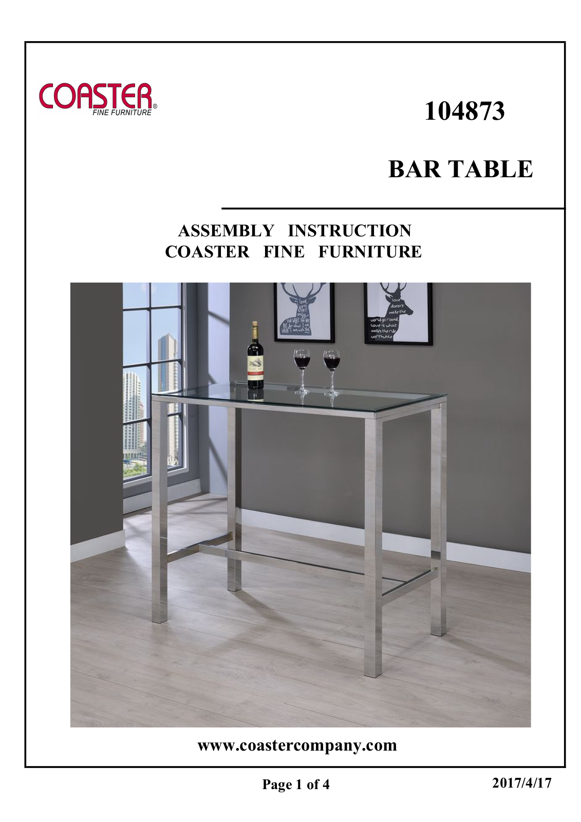 Coaster 104873 Assembly Guide