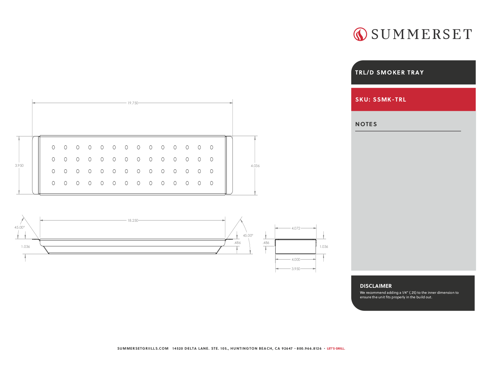 Summerset SSMK-TRL Line Drawing - ManualMachine.com
