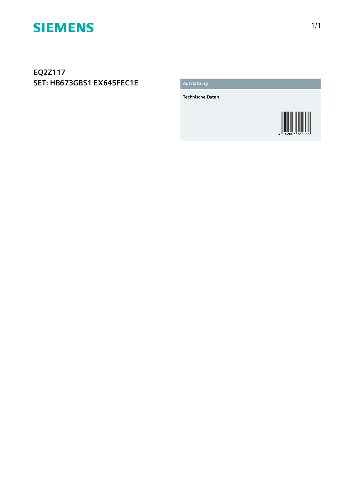 Siemens EQ2Z117 User Manual