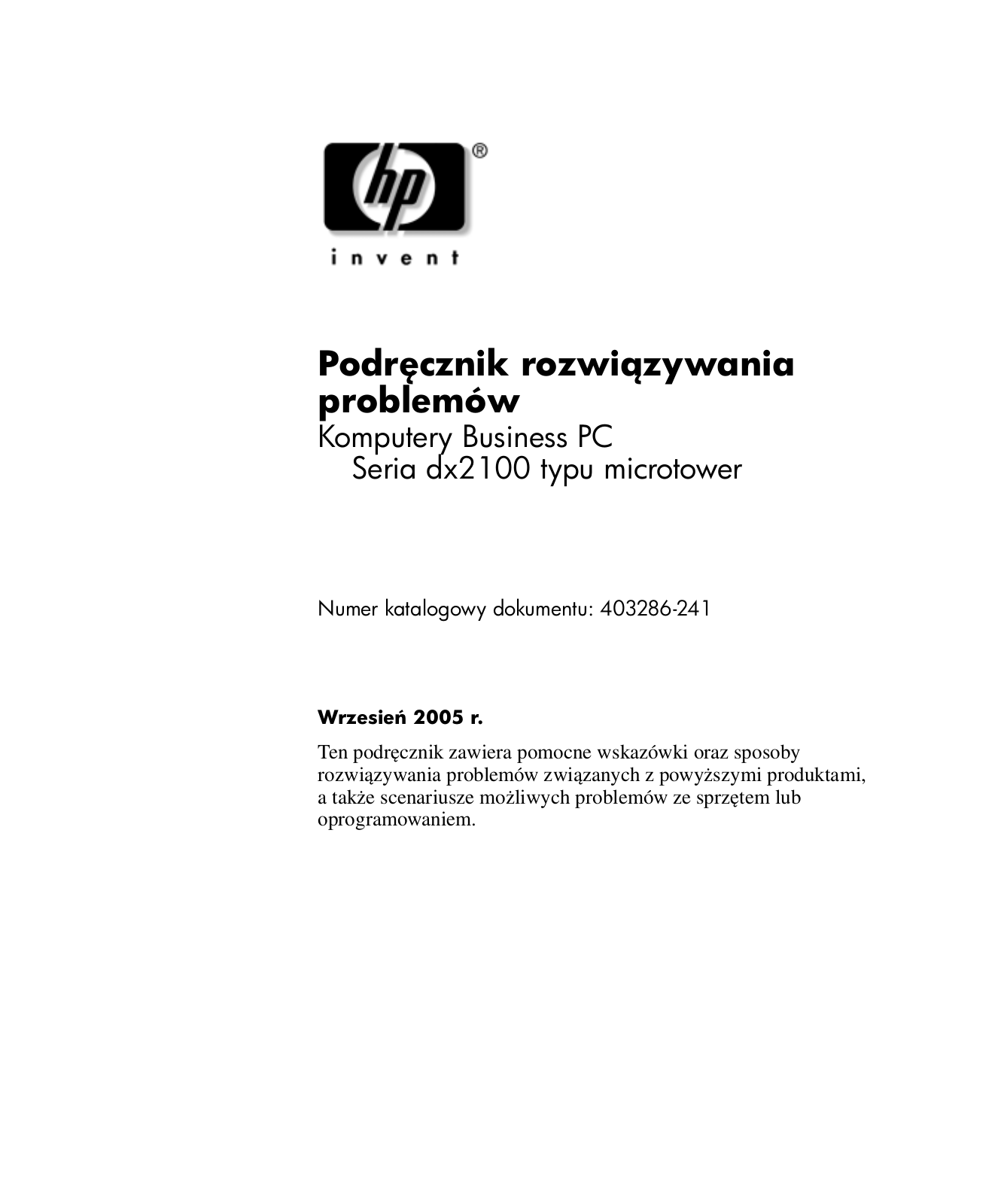 Hp COMPAQ DX2100 MICROTOWER User Manual