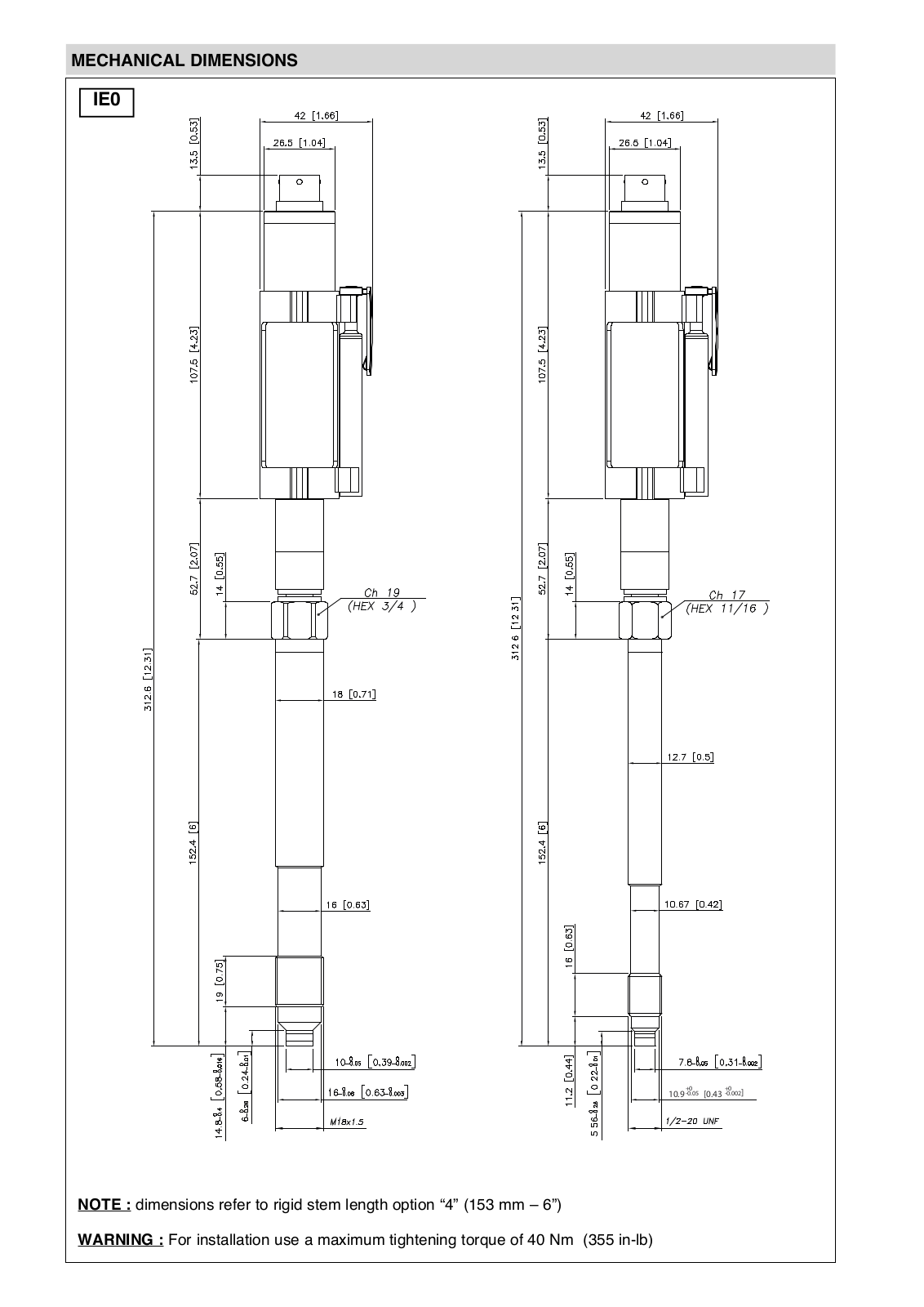 Gefran IE SERIES Dimensional Sheet