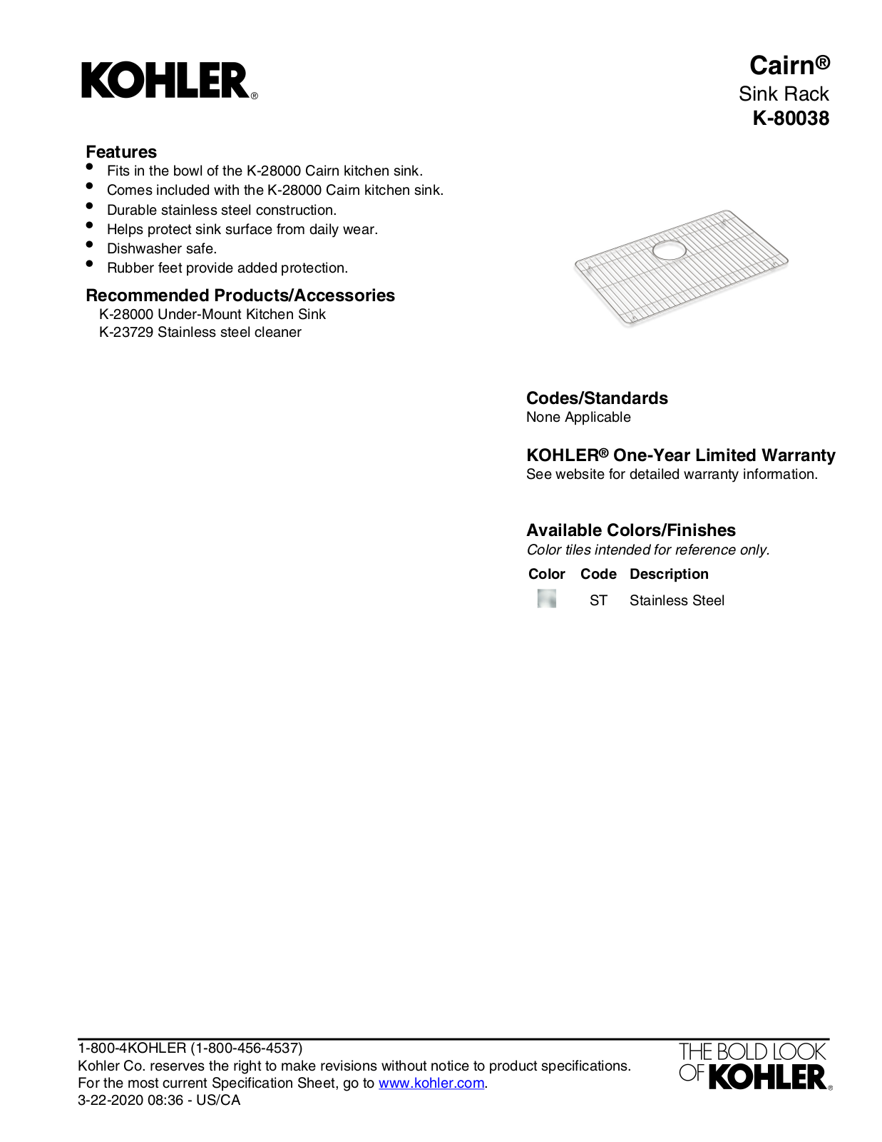 Kohler LBPR3351 Specifications - ManualMachine.com