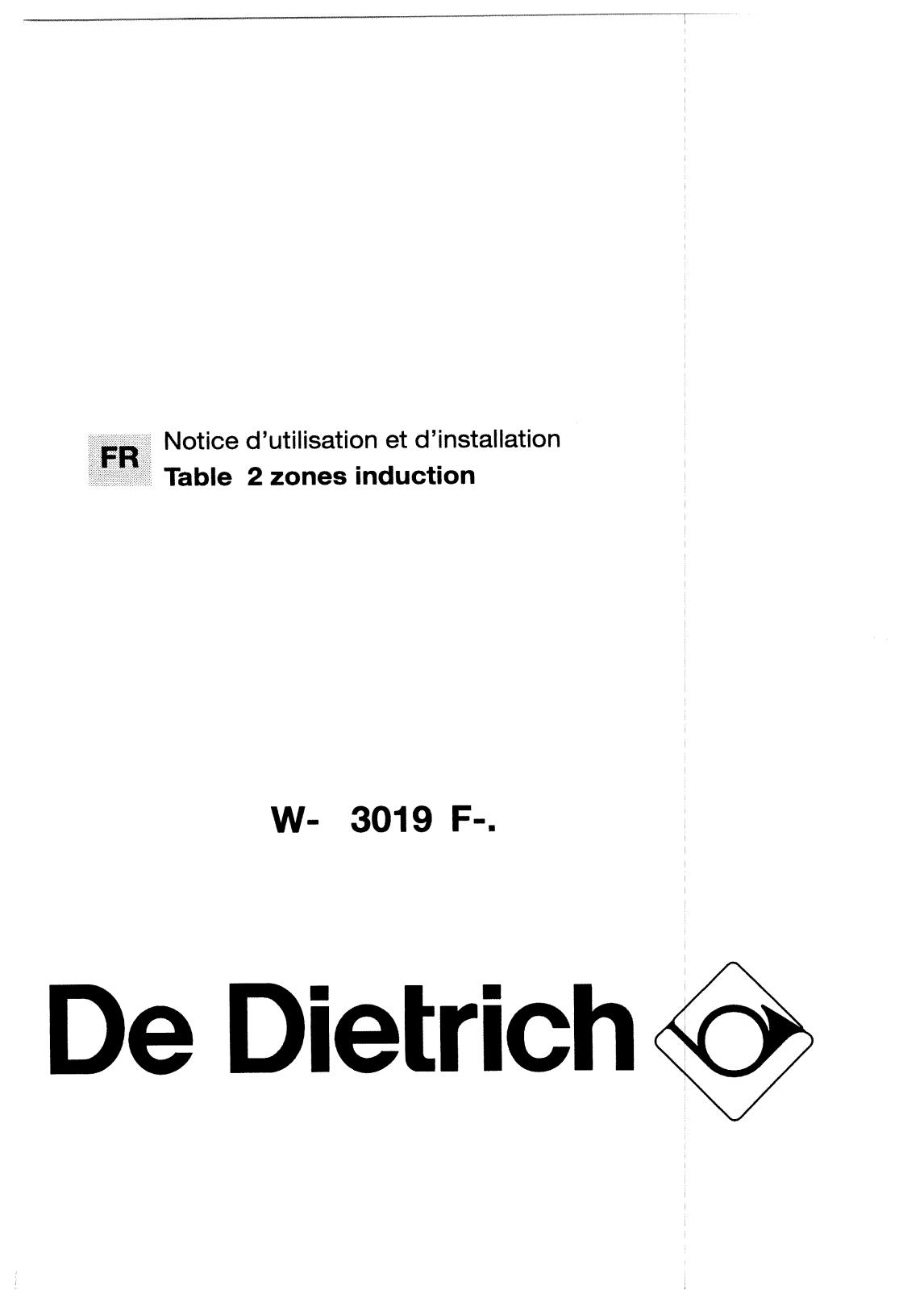 De dietrich WM3019F2, WN3019E1, WN3019F1, WM3019E1 User Manual