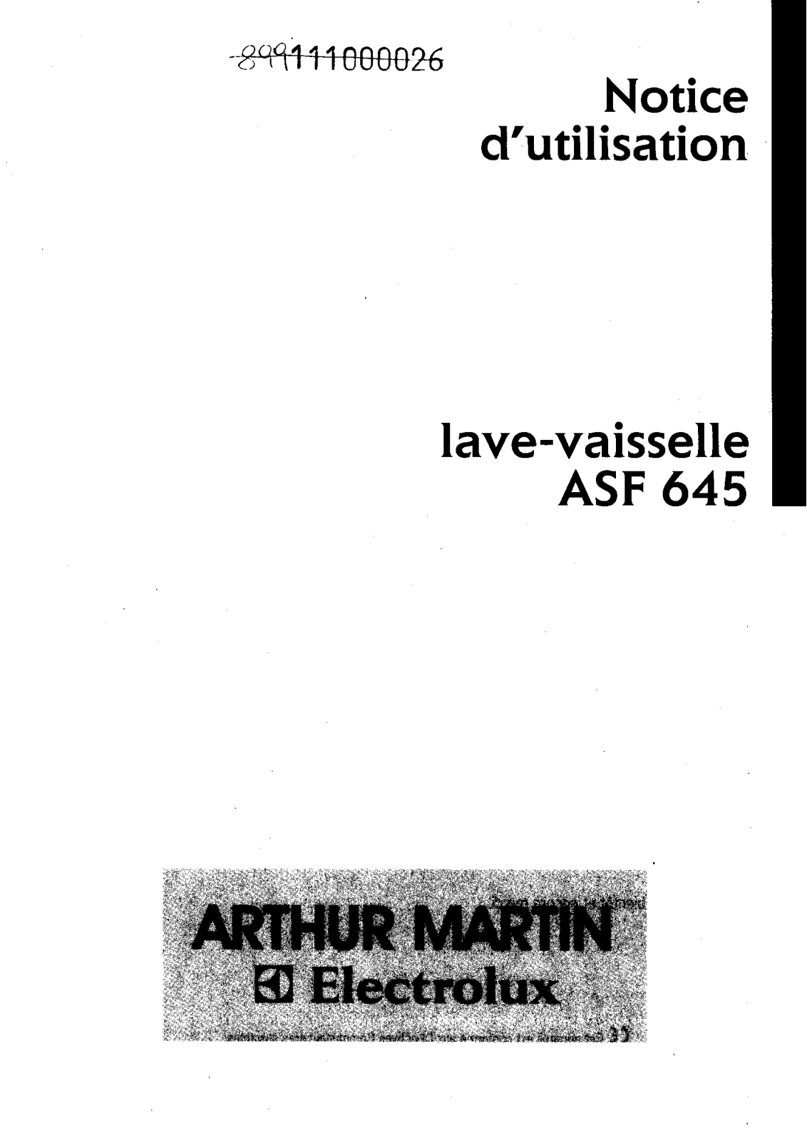 Arthur martin ASF645 User Manual