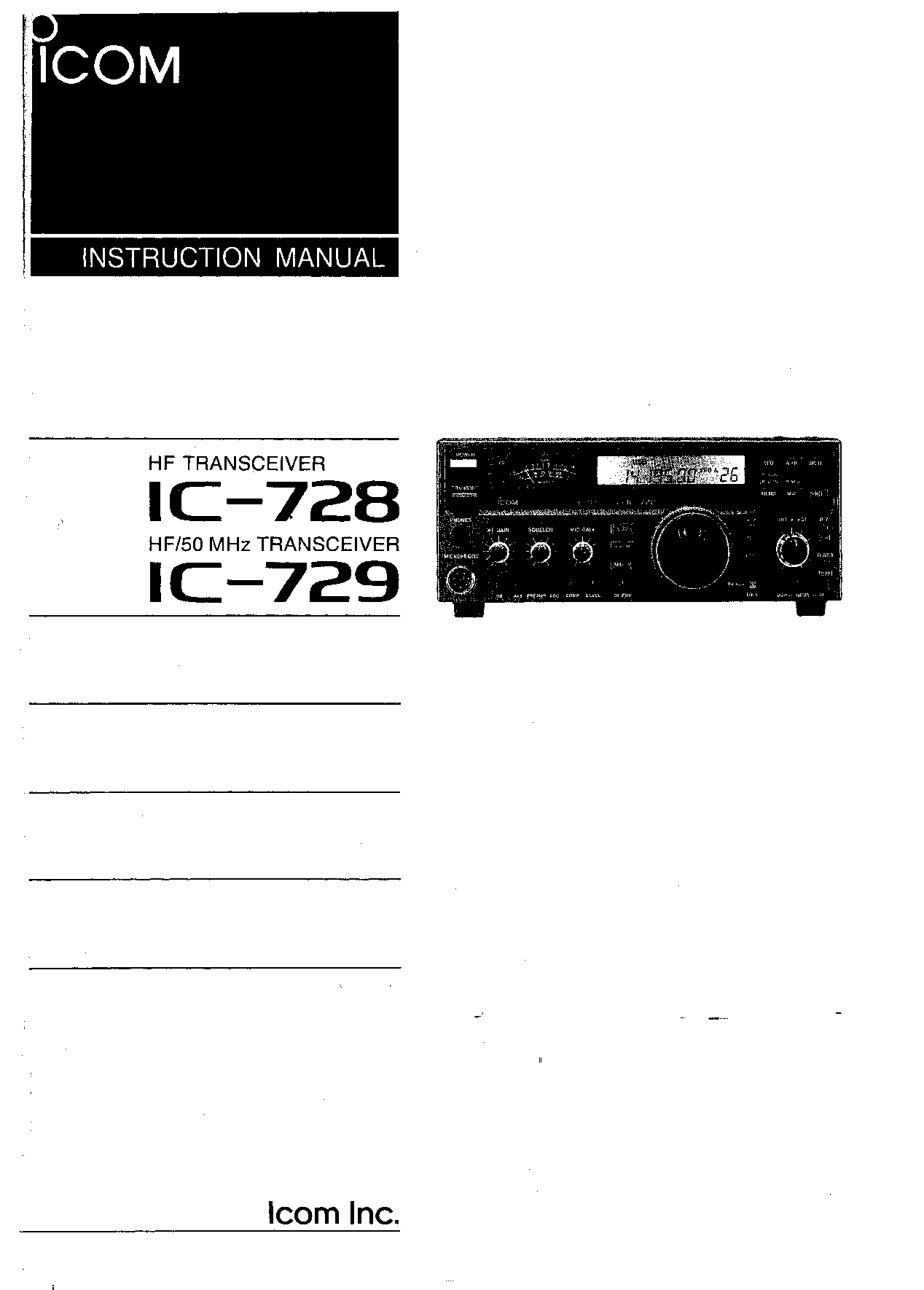 Icom IC-728-729 User Manual
