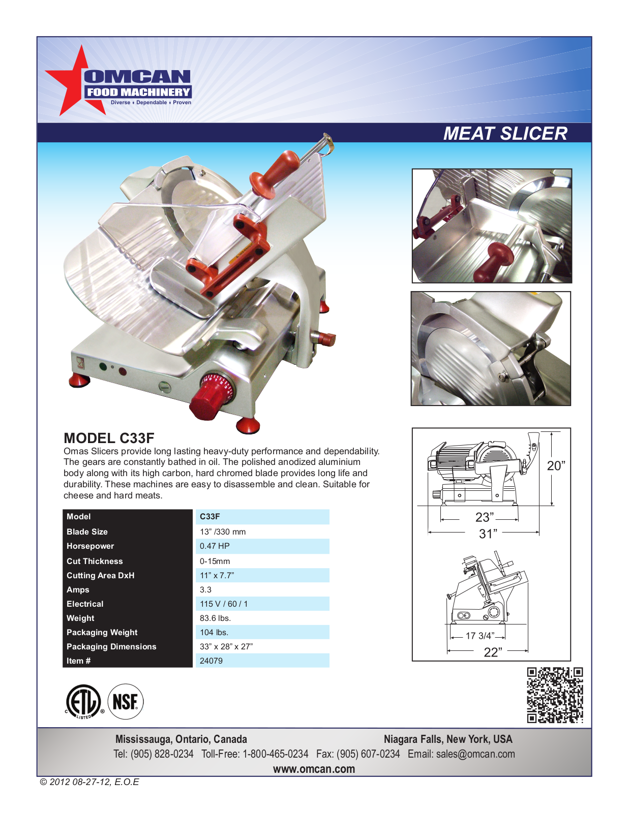 Omcan Food Machinery C33F User Manual - ManualMachine.com