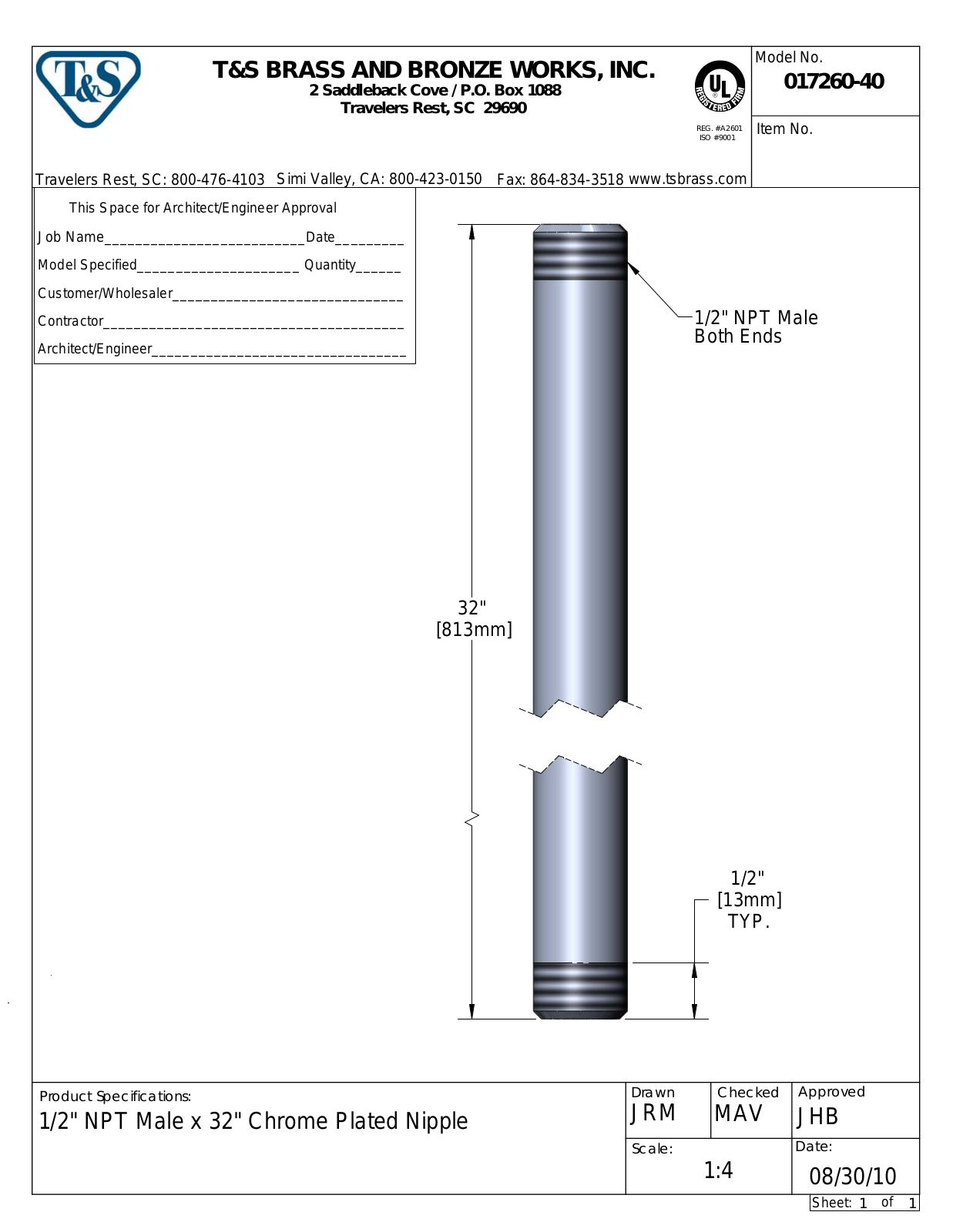 T&S Brass Manuals 017260-40 User Manual