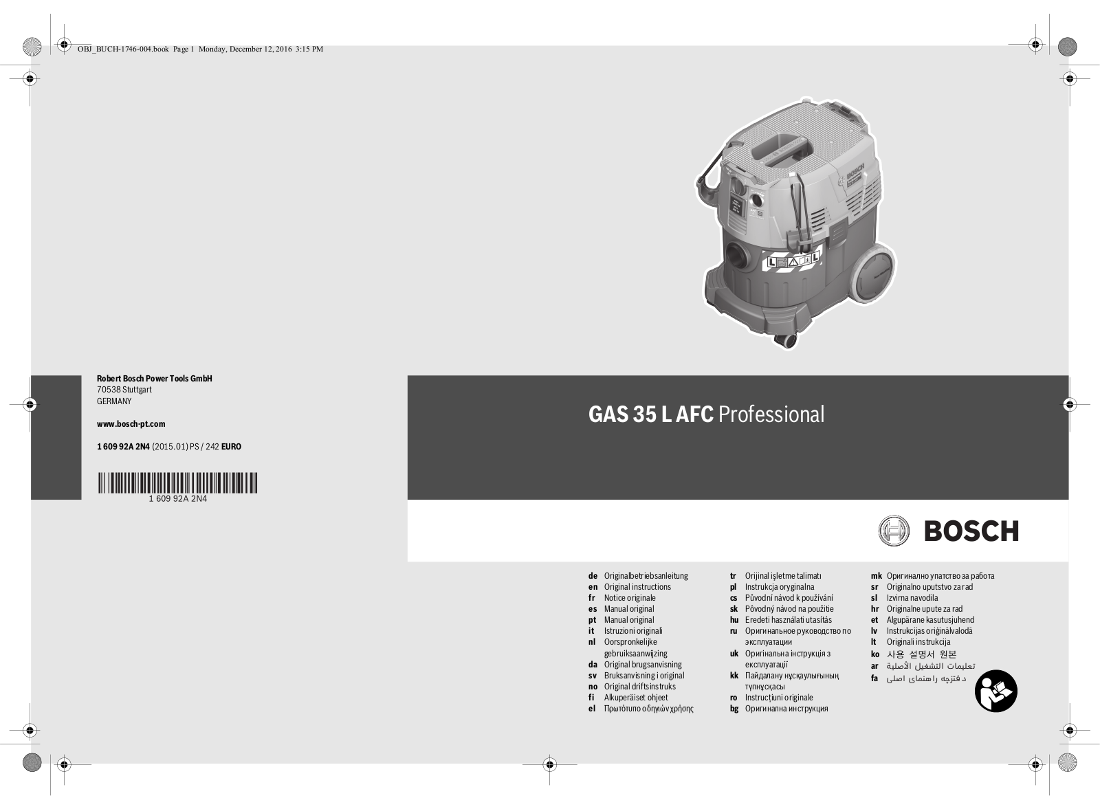 Bosch GAS 35 L AFC Operating Instructions