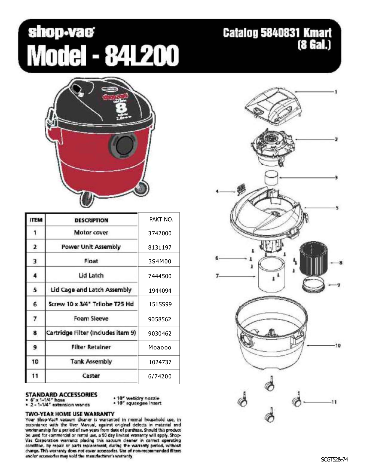 Shop Vac 84l200 Owner's Manual