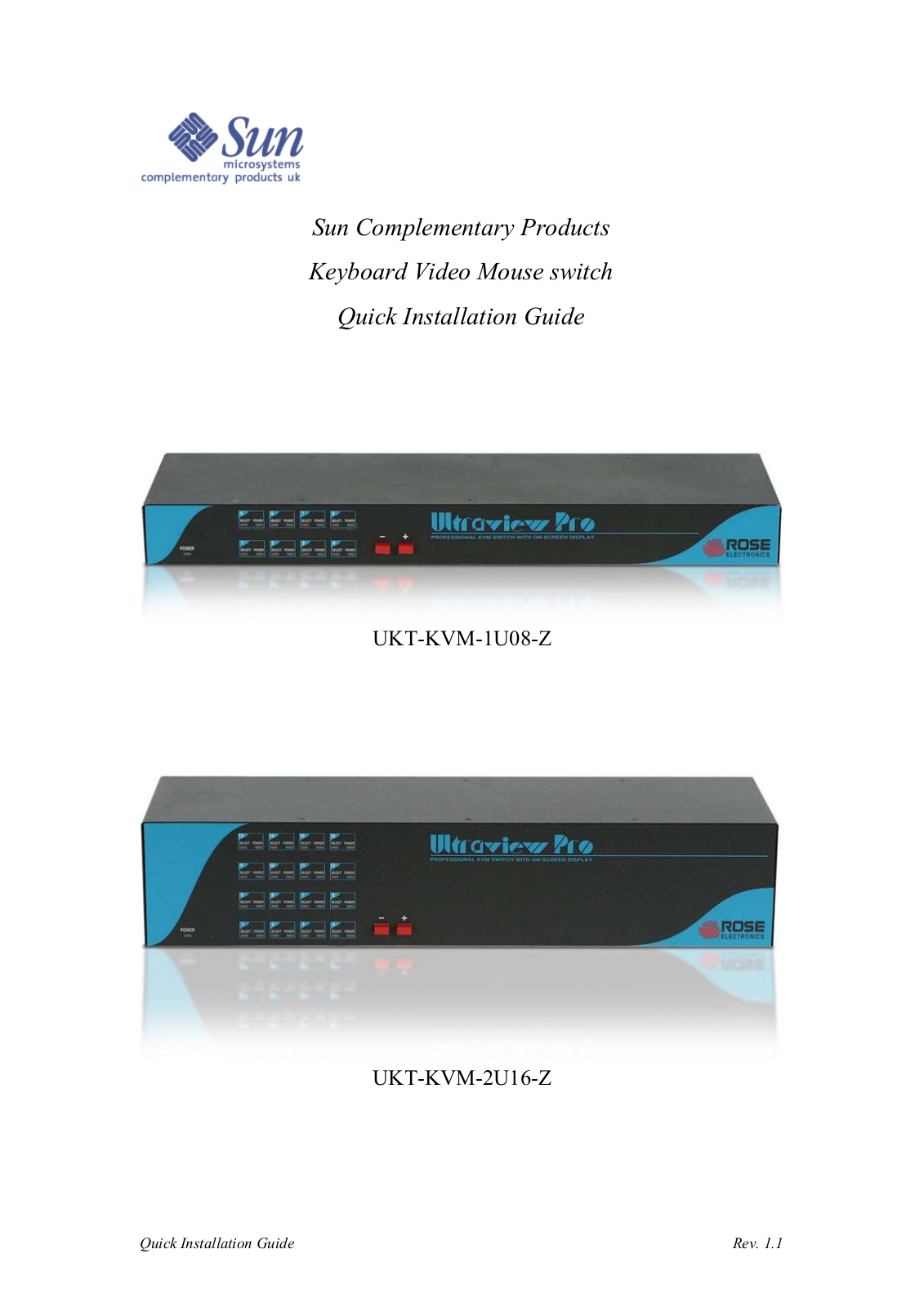 Sun Microsystems UKT-KVM-1U08-Z, UKT-KVM-2U16-Z User Manual