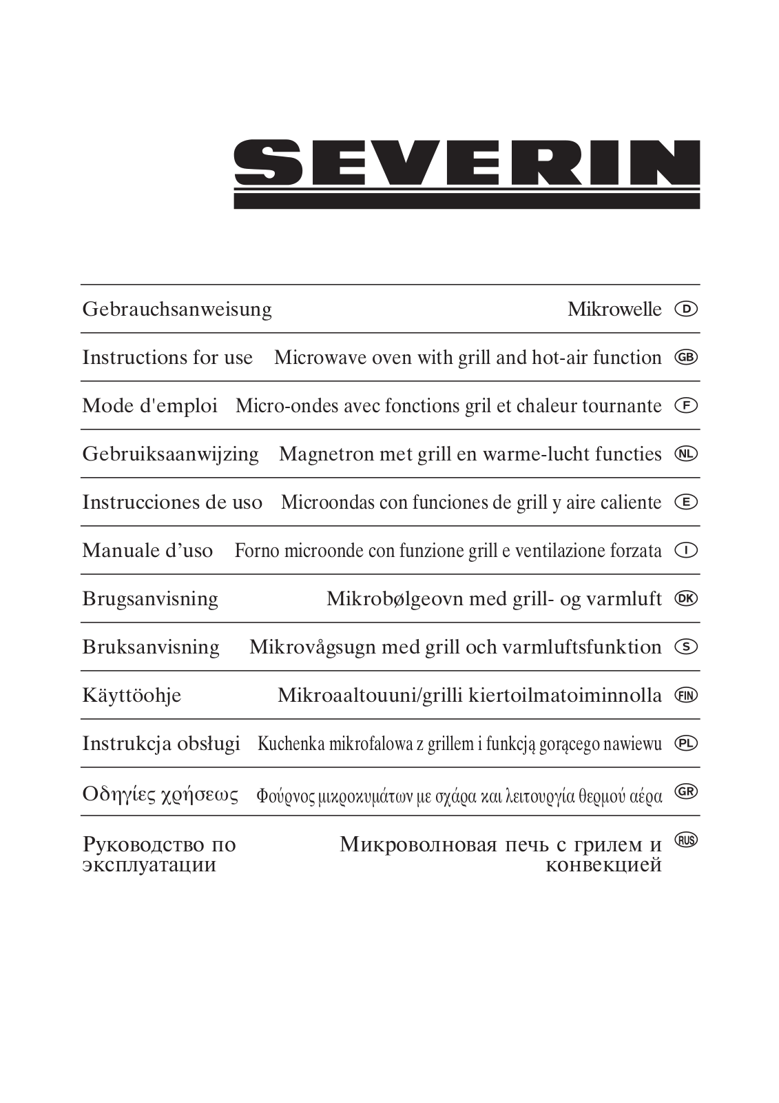 SEVERIN MW7816, MW7810, MW7814 User Manual