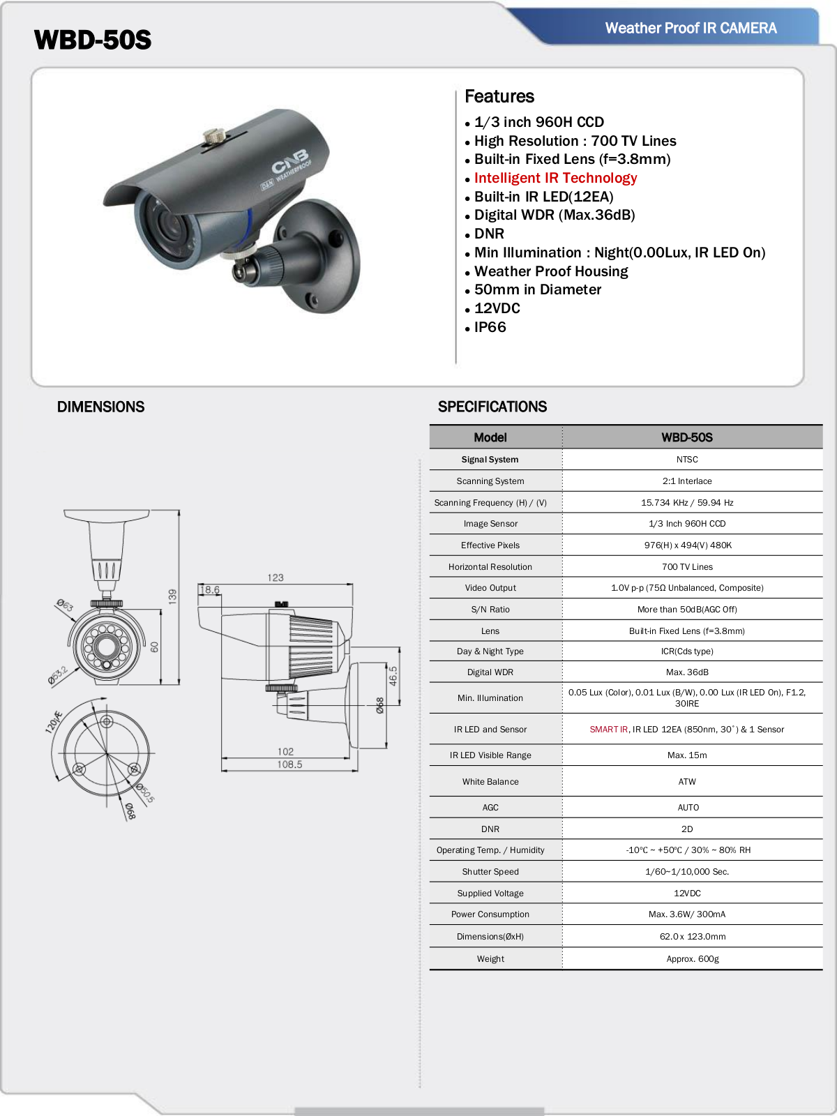 CNB WBD-50S Specsheet