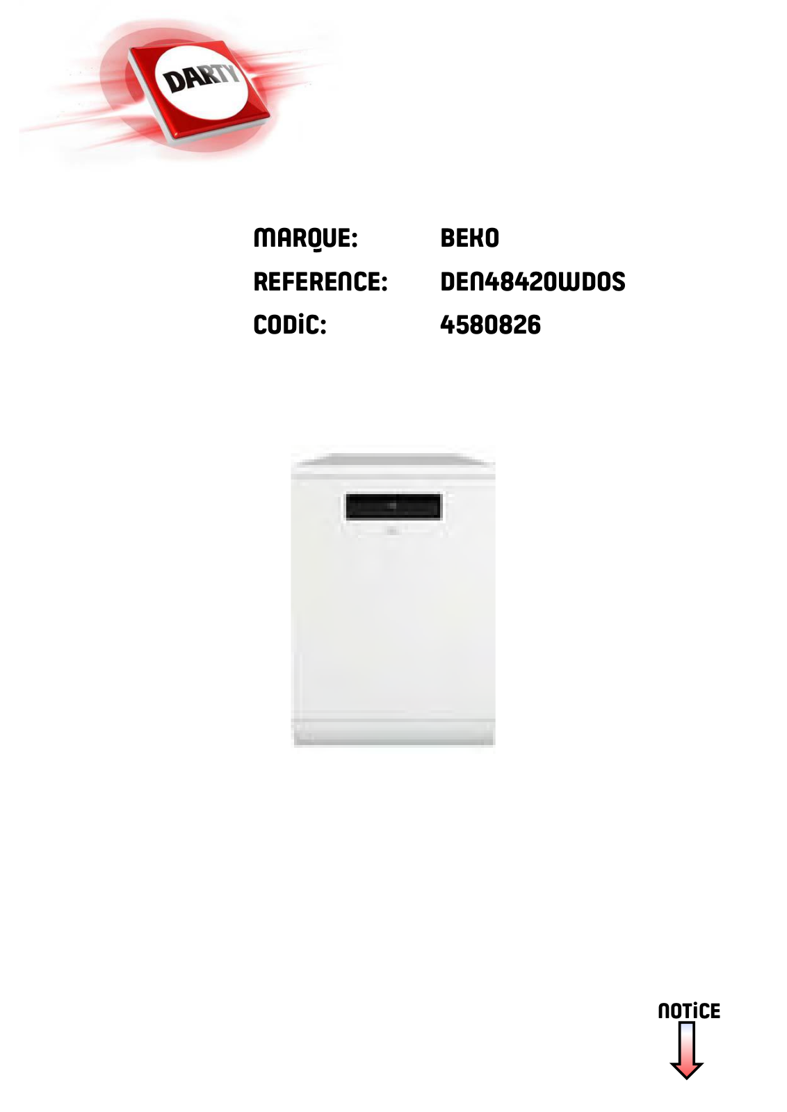 Beko DEN48420XDOS User manual