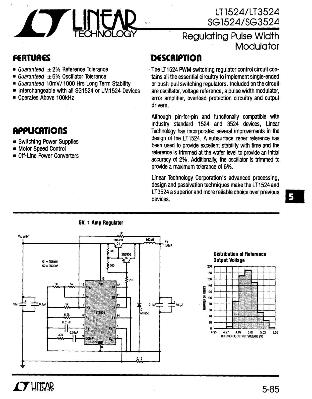 Linear Technology LT3524, LT1524, SG1524, SG3524 Datasheet