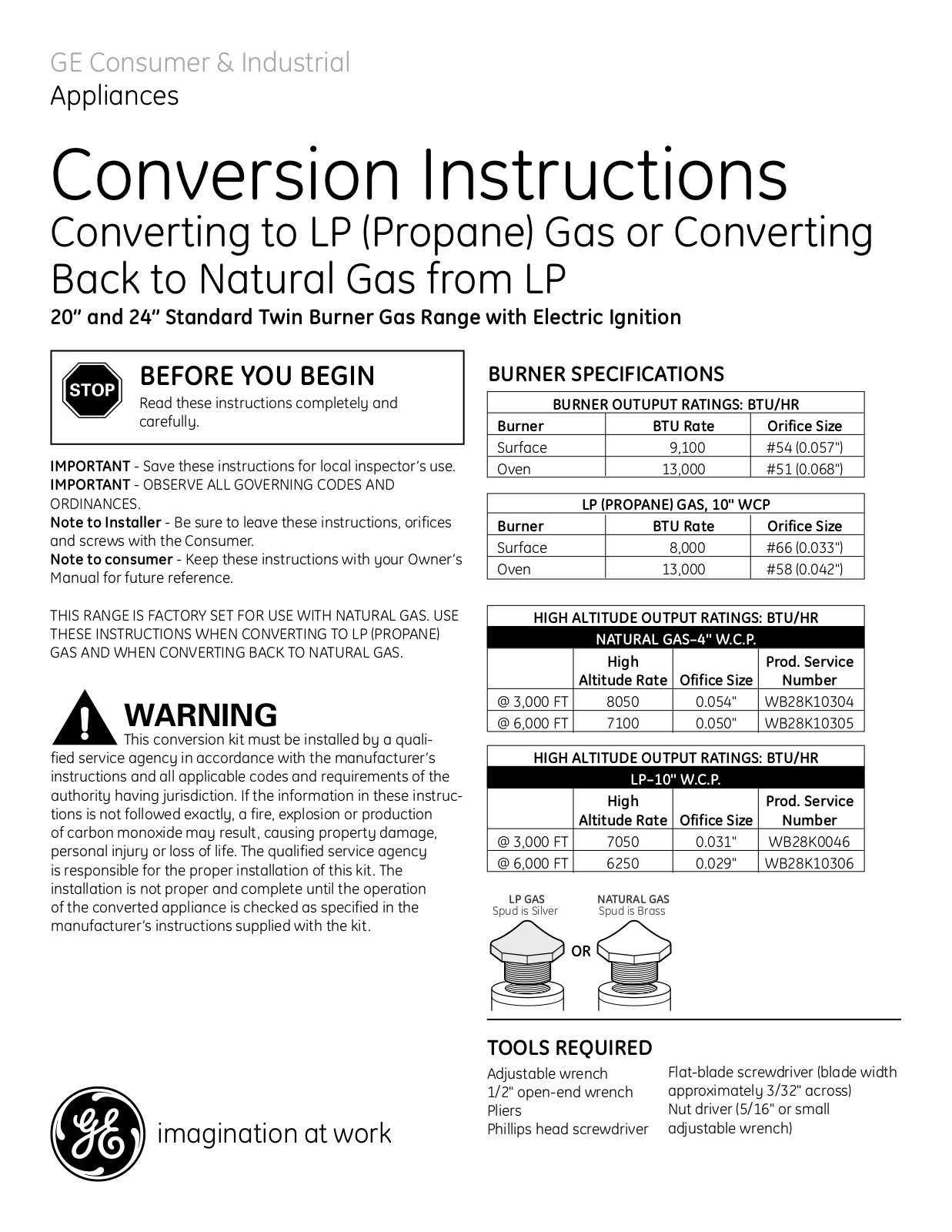 Hotpoint RGA824DEDWW Conversion Kit