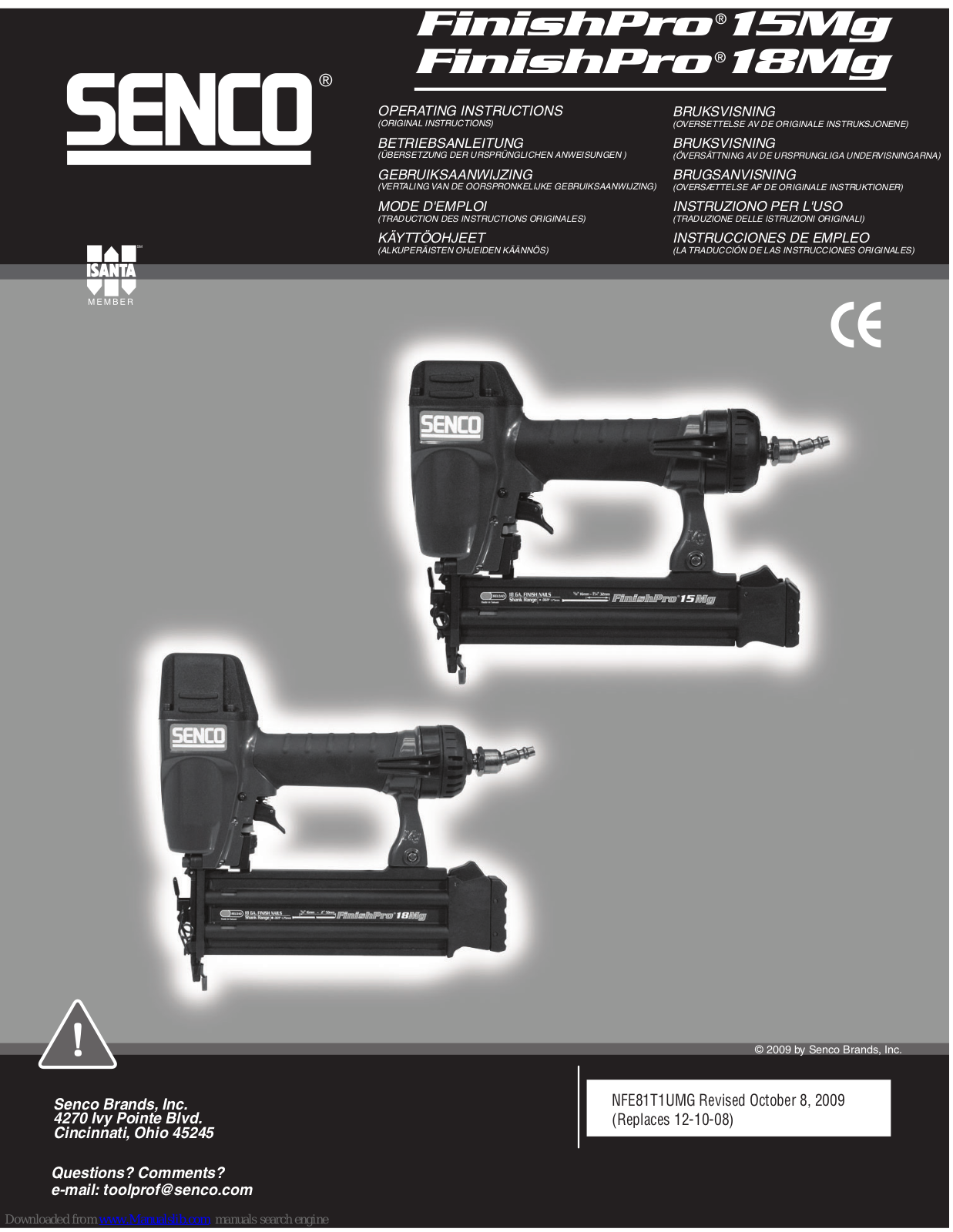 Senco FinishPro 15Mg,FinishPro 18Mg,SLS15Mg,SLS18Mg Operating Instructions Manual